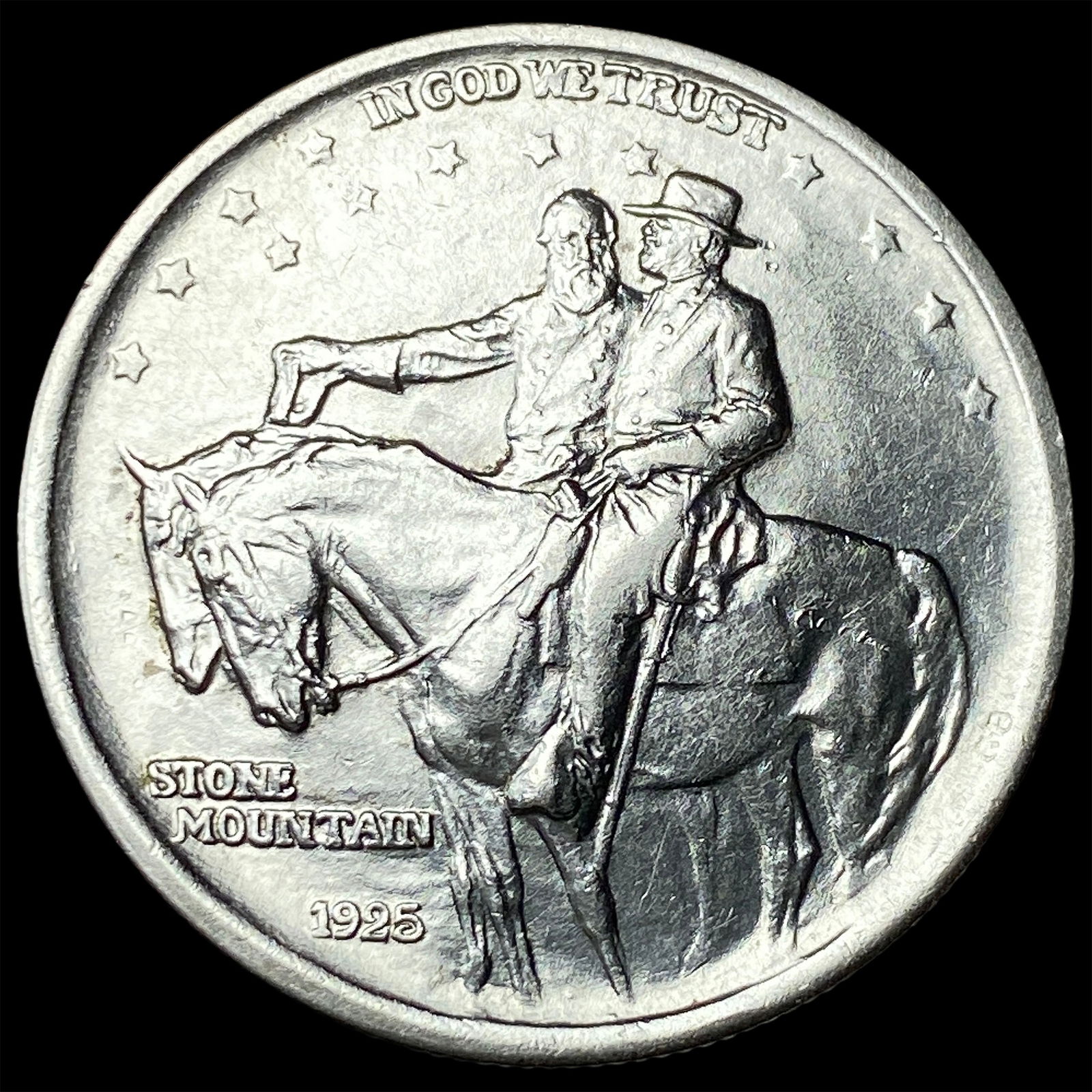 1925 Silver Stone Mountain Half Dollar CLOSELY UNCIRCULATED: 1925 Silver Stone Mountain Half Dollar CLOSELY UNCIRCULATED