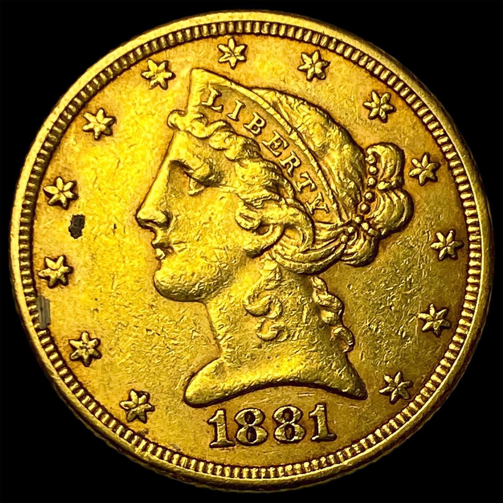 1881 Liberty Head Half Eagle $5 Gold CLOSELY UNCIRCULATED (1 of 2)