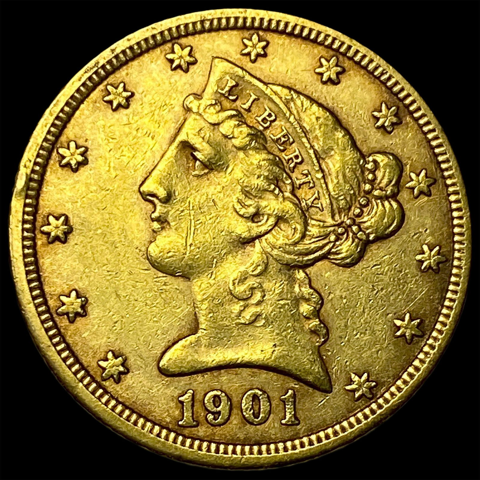 1901 Liberty Head Half Eagle $5 Gold CLOSELY UNCIRCULATED: 1901 Liberty Head Half Eagle $5 Gold CLOSELY UNCIRCULATED
