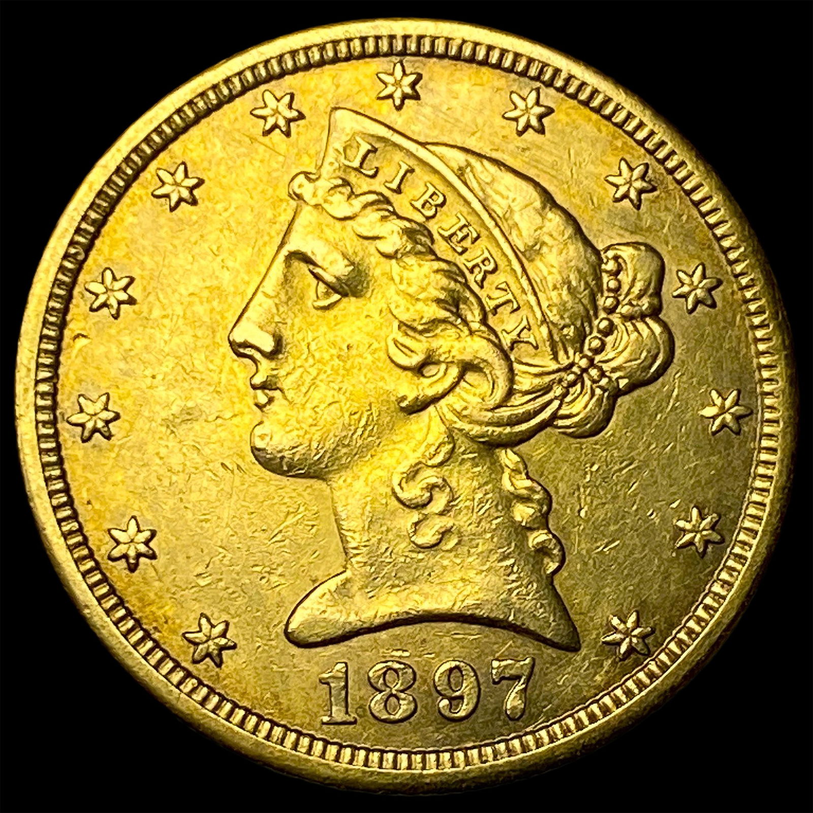 1897-S Liberty Head Half Eagle $5 Gold CLOSELY UNCIRCULATED: 1897-S Liberty Head Half Eagle $5 Gold CLOSELY UNCIRCULATED