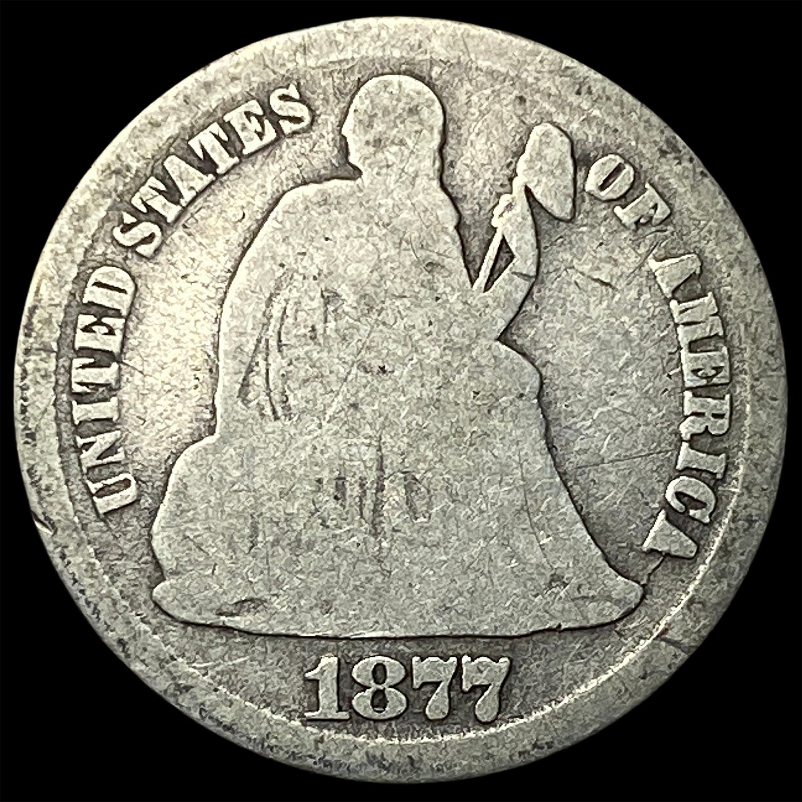 1877-CC Silver Seated Liberty Dime NICELY CIRCULATED: 1877-CC Silver Seated Liberty Dime NICELY CIRCULATED