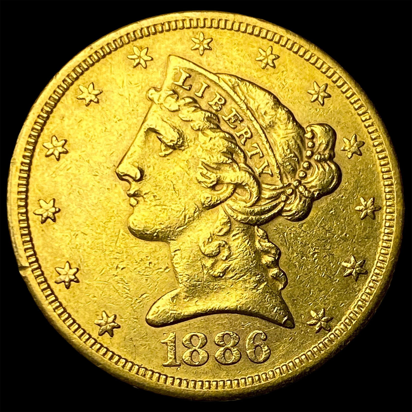 1886-S Gold $5 Half Eagle CLOSELY UNCIRCULATED (1 of 2)