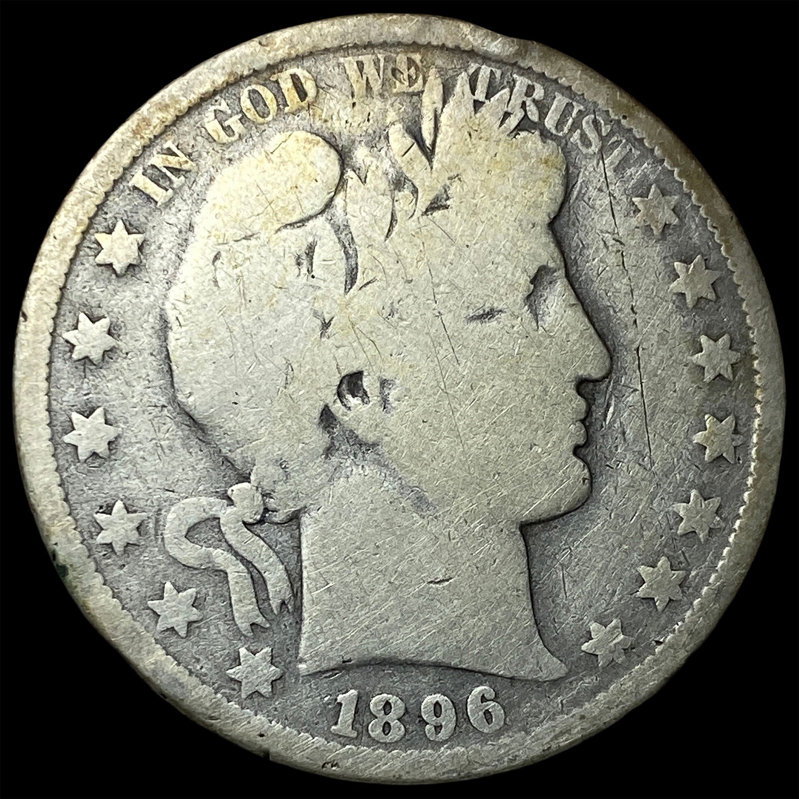 1896-O Silver Barber Half Dollar NICELY CIRCULATED: 1896-O Silver Barber Half Dollar NICELY CIRCULATED