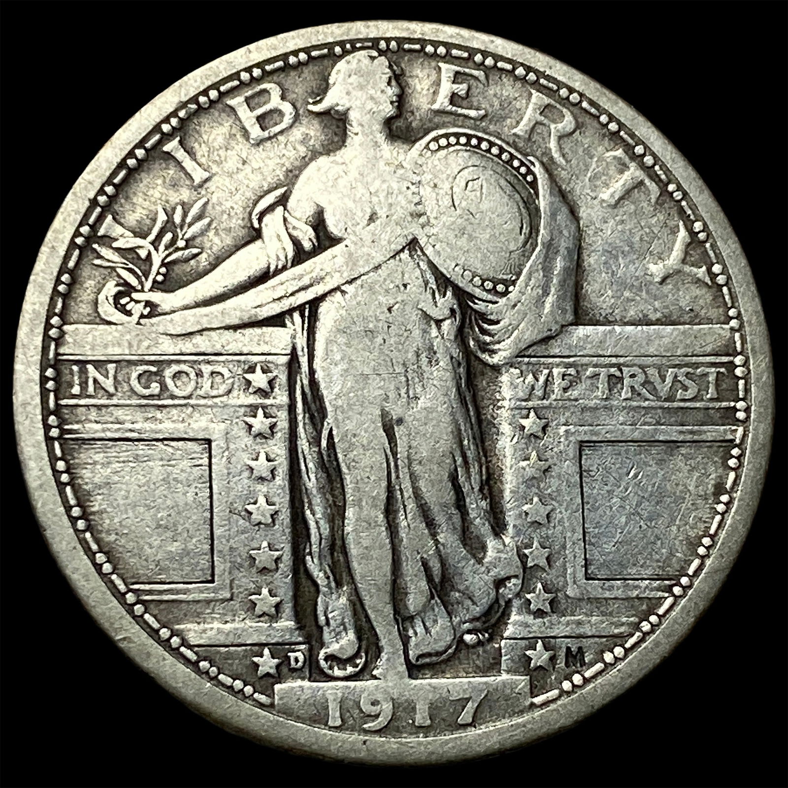 1917-D Type 1 Standing Liberty Quarter LIGHTLY CIRCULATED: 1917-D Type 1 Standing Liberty Quarter LIGHTLY CIRCULATED