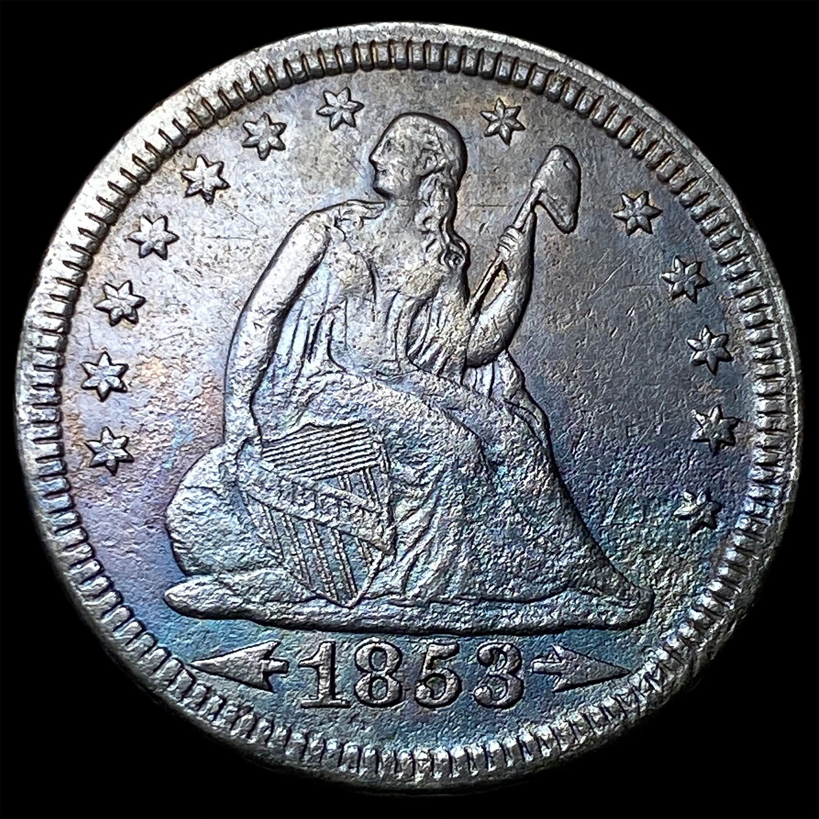 1853 Arrows/Rays Seated Liberty Quarter CLOSELY UNCIRCULATED (1 of 2)