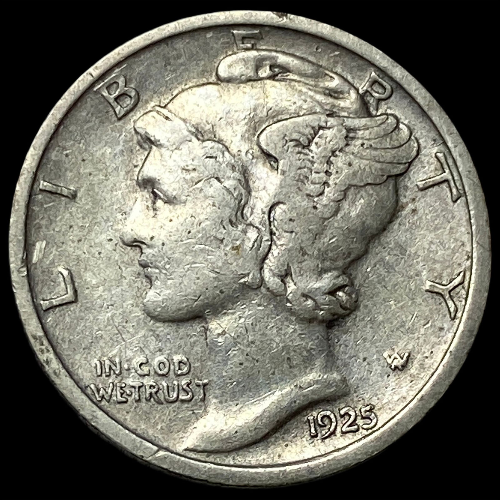 1925-D Silver Mercury Dime NEARLY UNCIRCULATED (1 of 2)