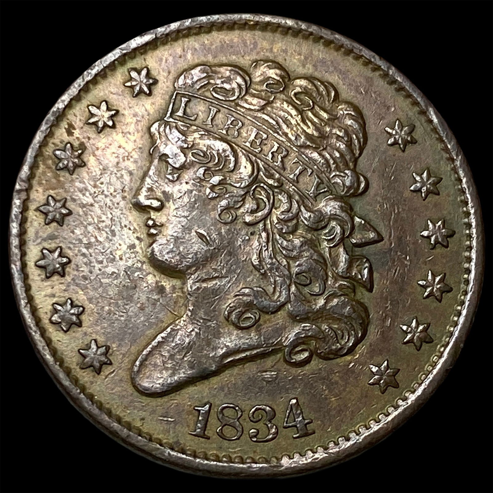 1834 Classic Head Half Cent CLOSELY UNCIRCULATED: 1834 Classic Head Half Cent CLOSELY UNCIRCULATED