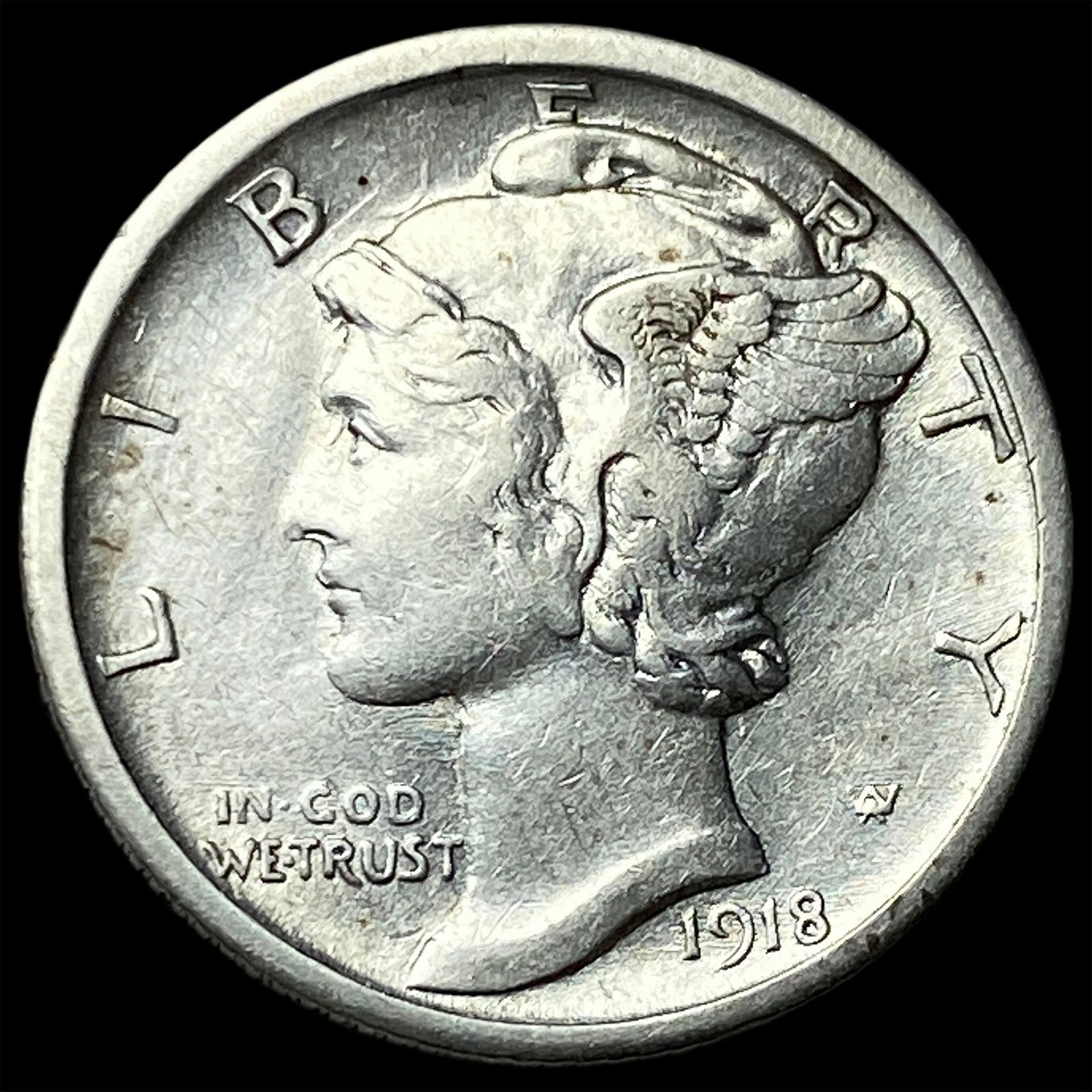 1918-S Silver Mercury Dime CLOSELY UNCIRCULATED: 1918-S Silver Mercury Dime CLOSELY UNCIRCULATED