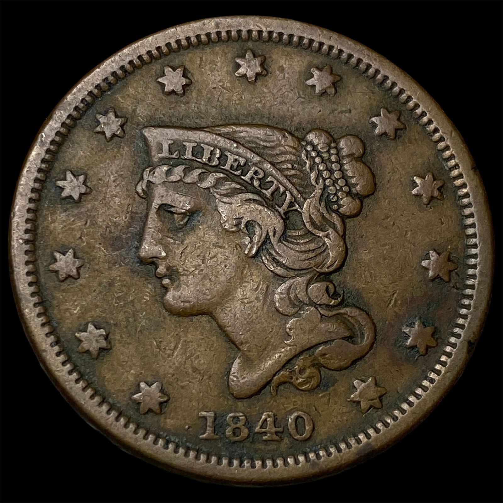 1840 Braided Hair Large Cent ABOUT UNCIRCULATED (1 of 2)