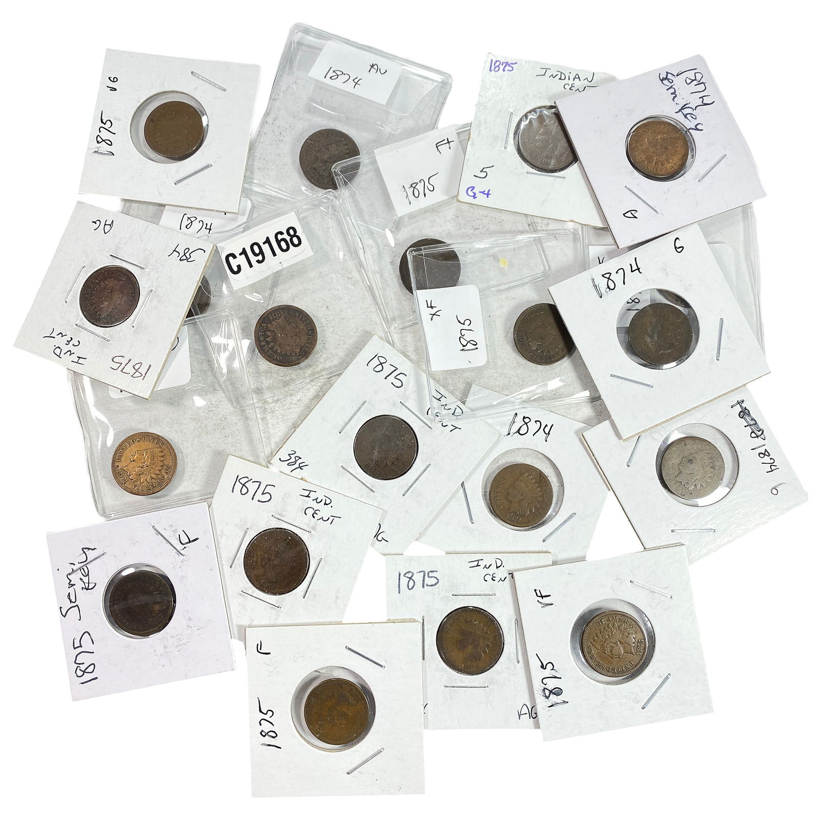 [18 Coins] 1874-1875 Indian Head Cent: [18 Coins] 1874-1875 Indian Head Cent