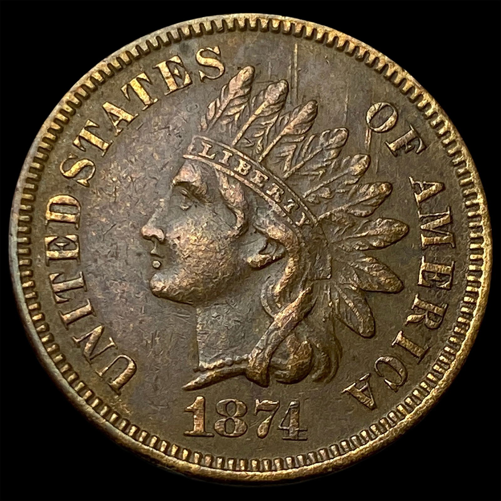1874 Indian Head Cent CLOSELY UNCIRCULATED (1 of 2)