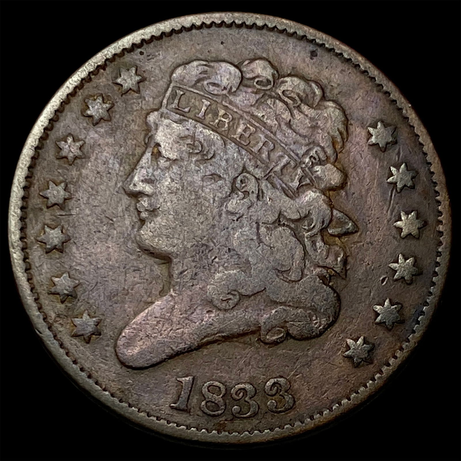 1833 Classic Head Half Cent LIGHTLY CIRCULATED: 1833 Classic Head Half Cent LIGHTLY CIRCULATED