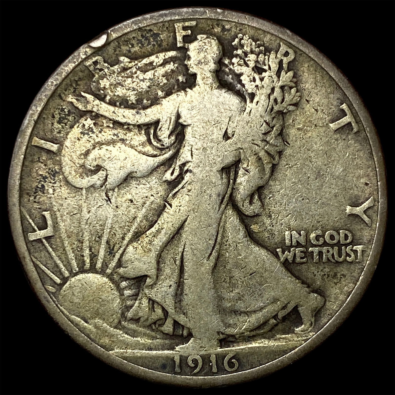 1916 Walking Liberty Half Dollar LIGHTLY CIRCULATED: 1916 Walking Liberty Half Dollar LIGHTLY CIRCULATED