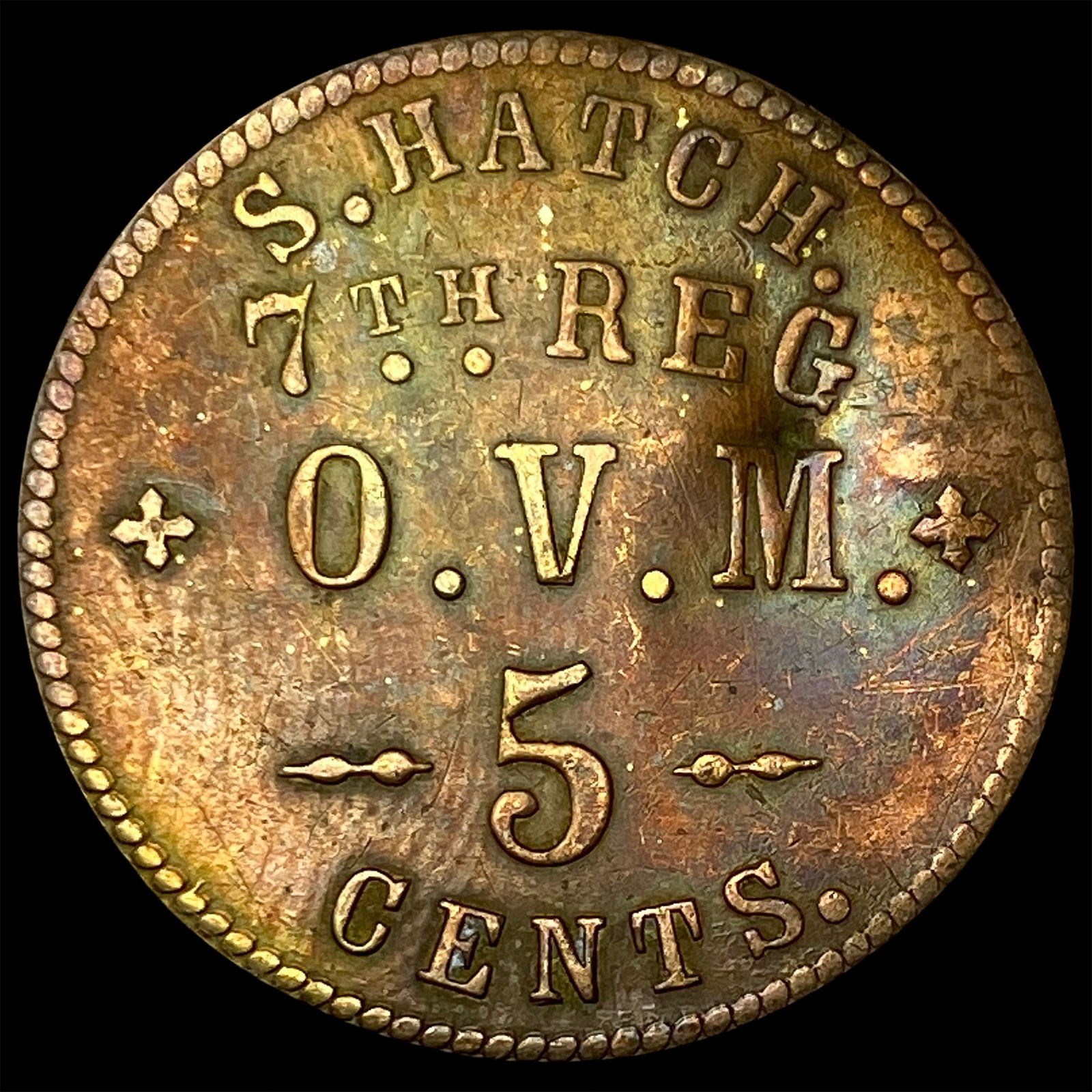 1861-1865 Civil War 5C Sutler Token HIGH GRADE: 1861-1865 Civil War 5C Sutler Token HIGH GRADE
