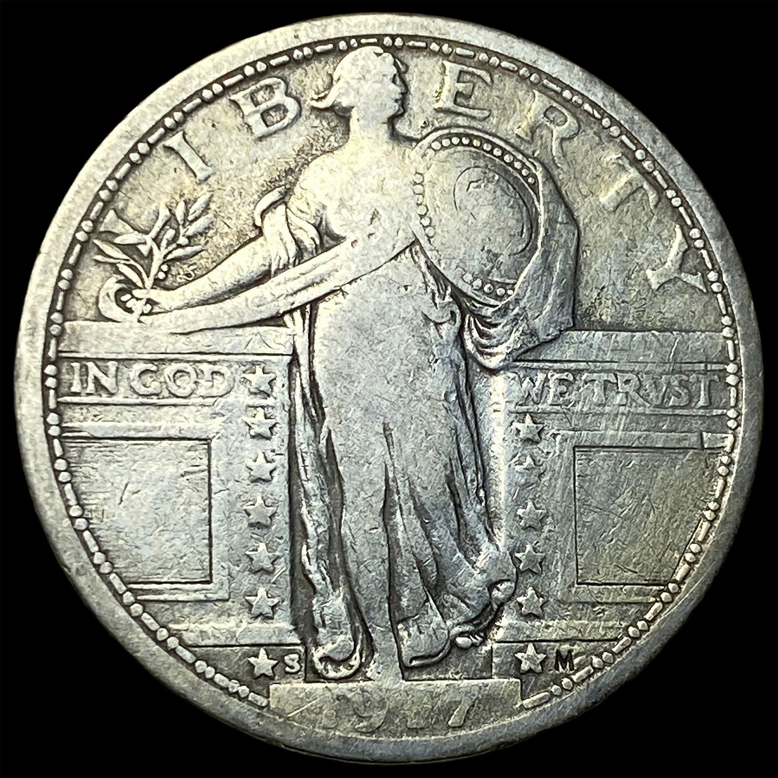 1917-S Type 1 Standing Liberty Quarter LIGHTLY CIRCULATED: 1917-S Type 1 Standing Liberty Quarter LIGHTLY CIRCULATED
