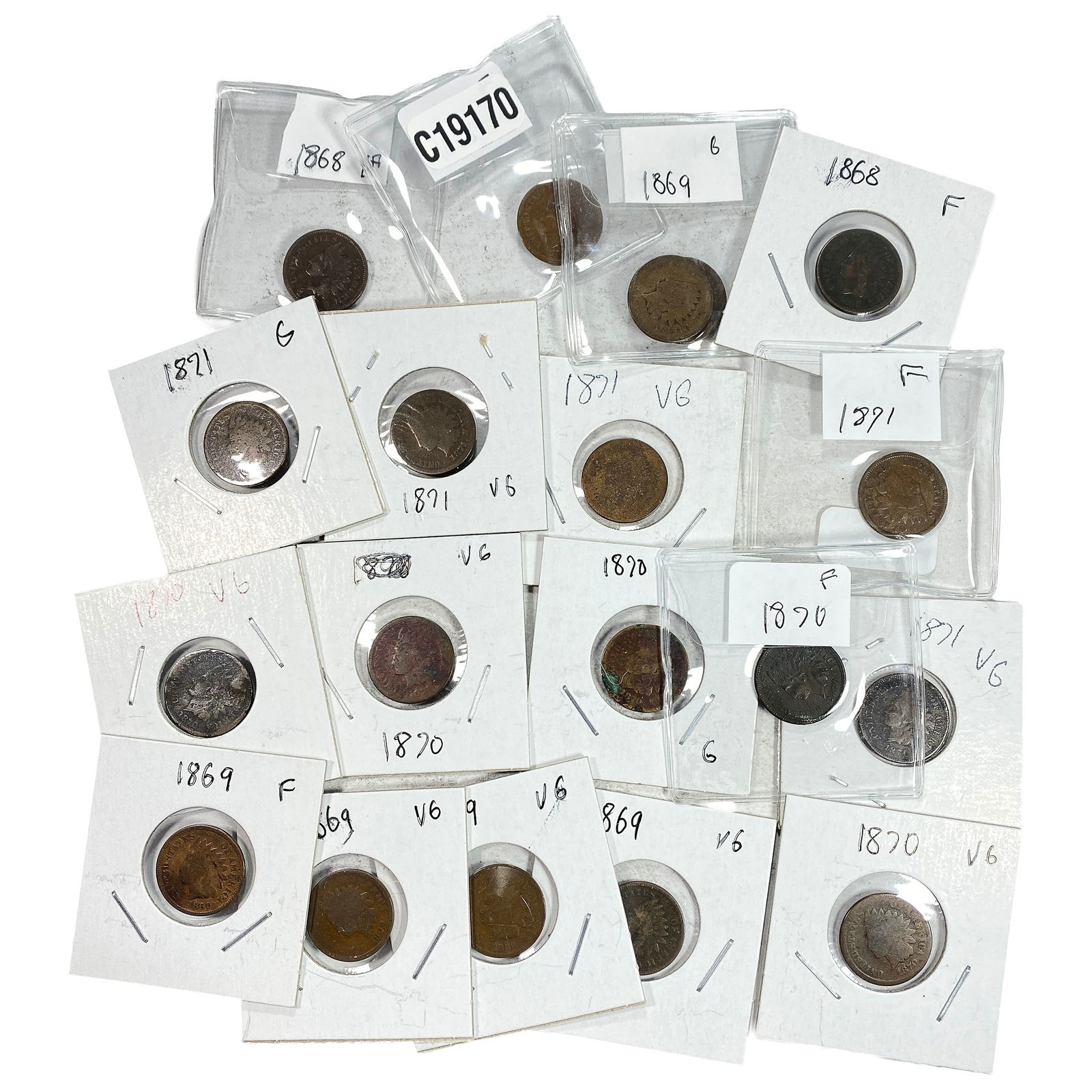 [17 Coins] 1868-1871 Indian Head Cent (1 of 2)