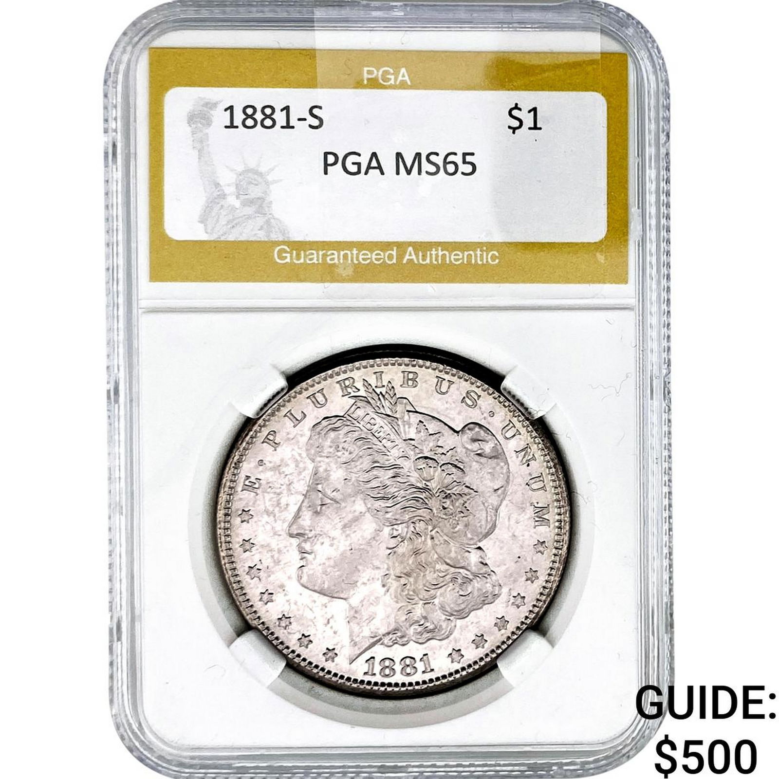 1881-S Morgan Silver Dollar PGA MS65: 1881-S Morgan Silver Dollar PGA MS65