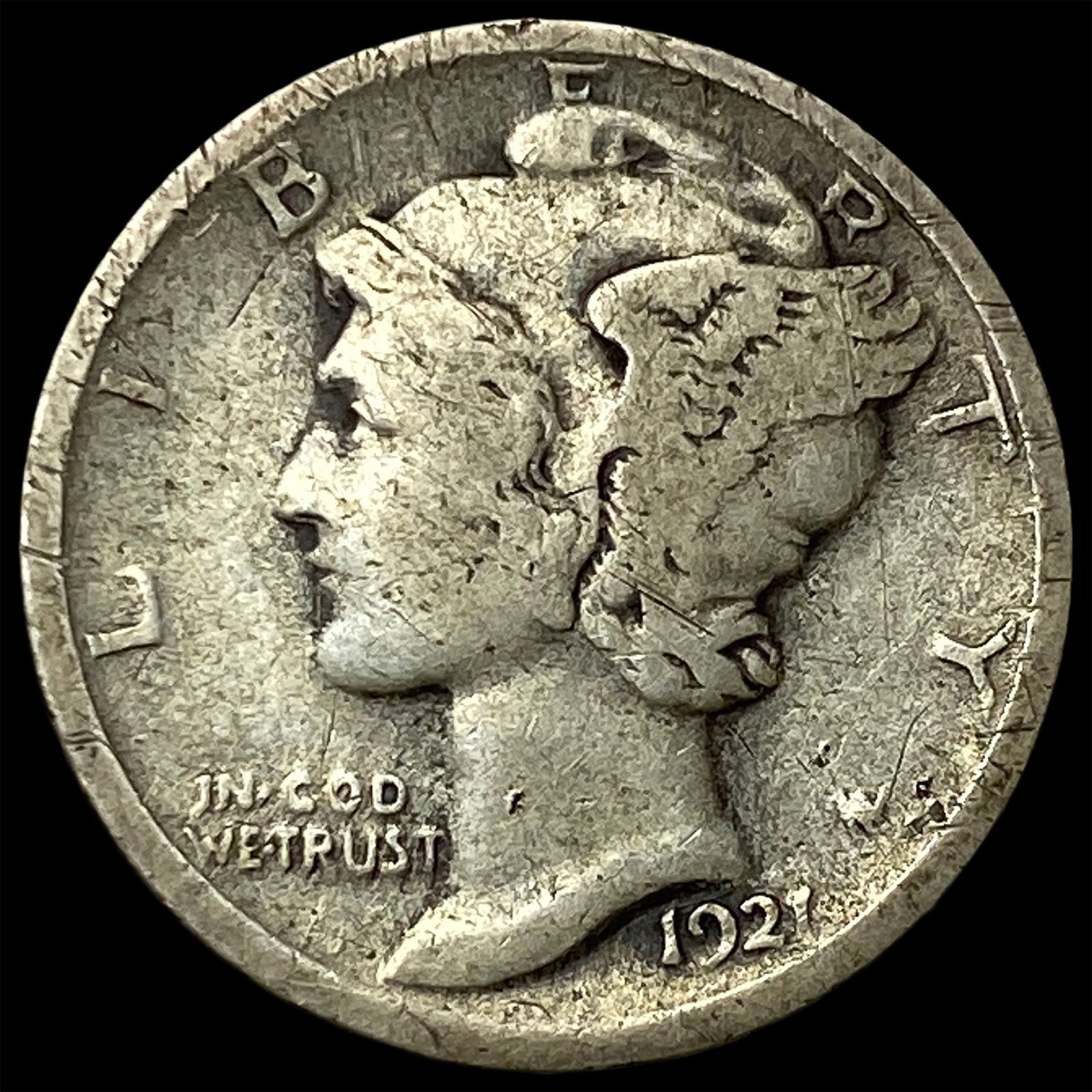 1921 Silver Mercury Dime LIGHTLY CIRCULATED (1 of 2)