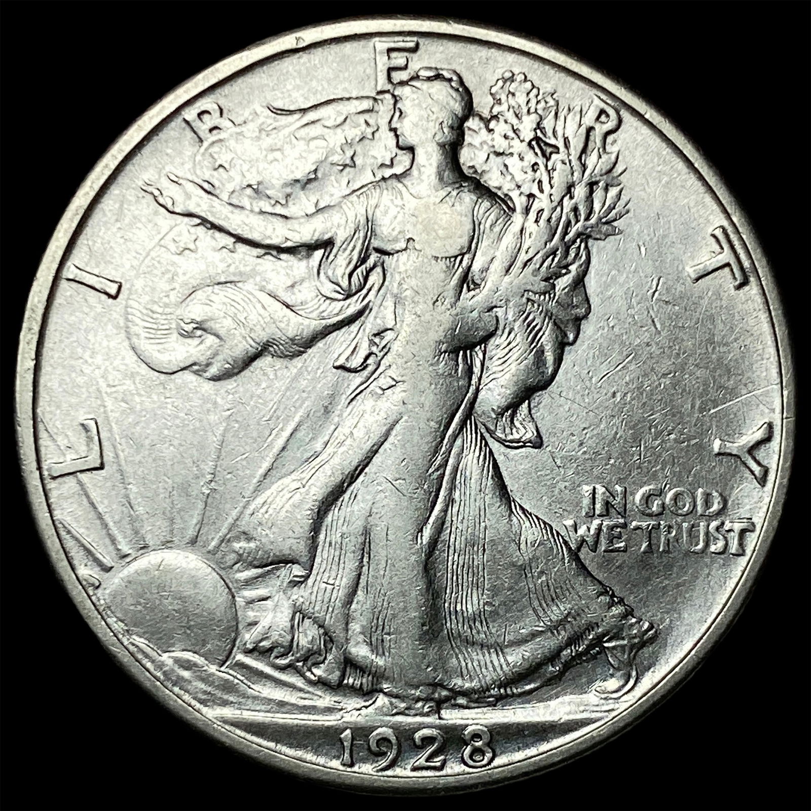 1928-S Walking Liberty Half Dollar ABOUT UNCIRCULATED: 1928-S Walking Liberty Half Dollar ABOUT UNCIRCULATED