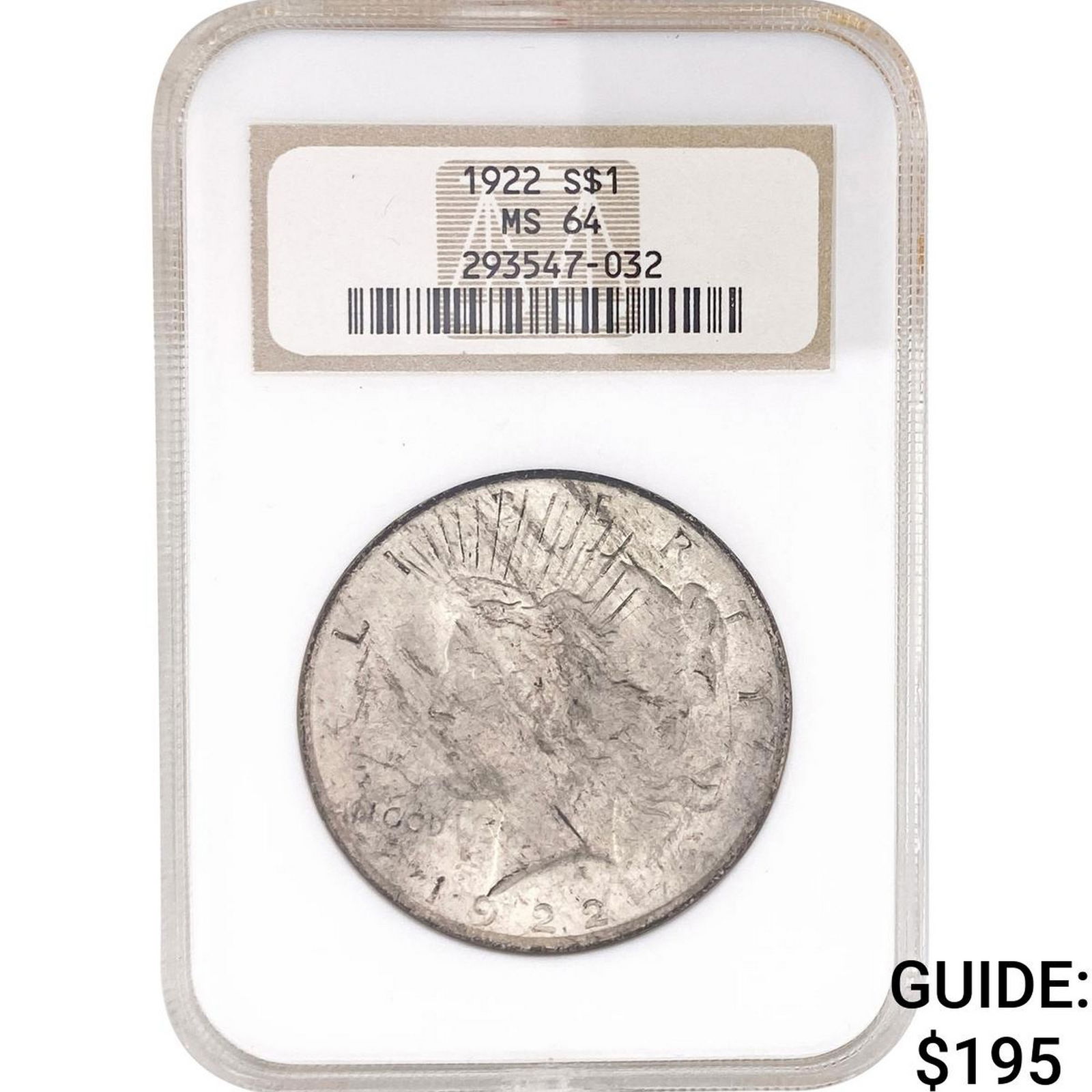 1922 Silver Peace Dollar NGC MS64: 1922 Silver Peace Dollar NGC MS64