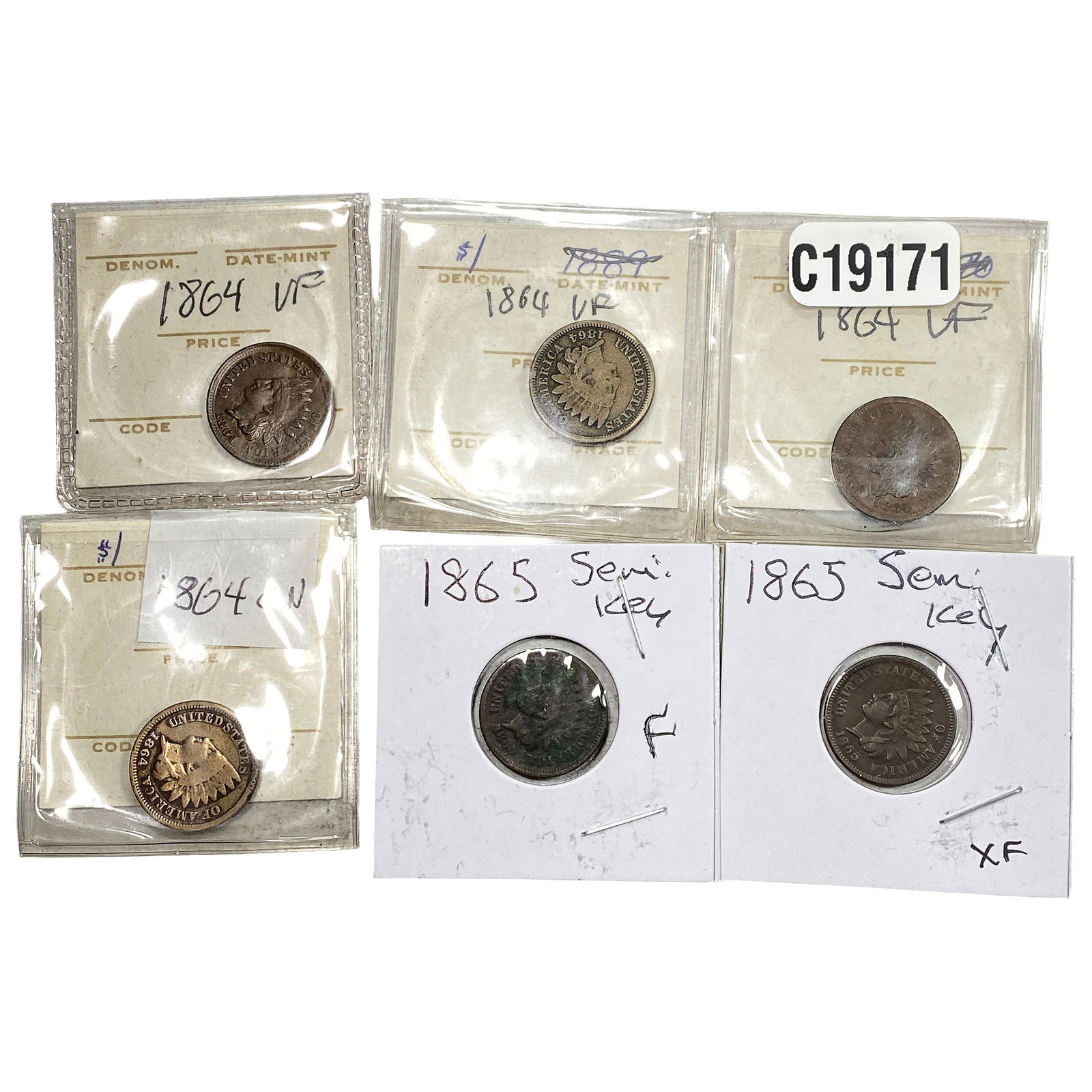 [6 Coins] 1864-1865 Indian Head Cent: [6 Coins] 1864-1865 Indian Head Cent