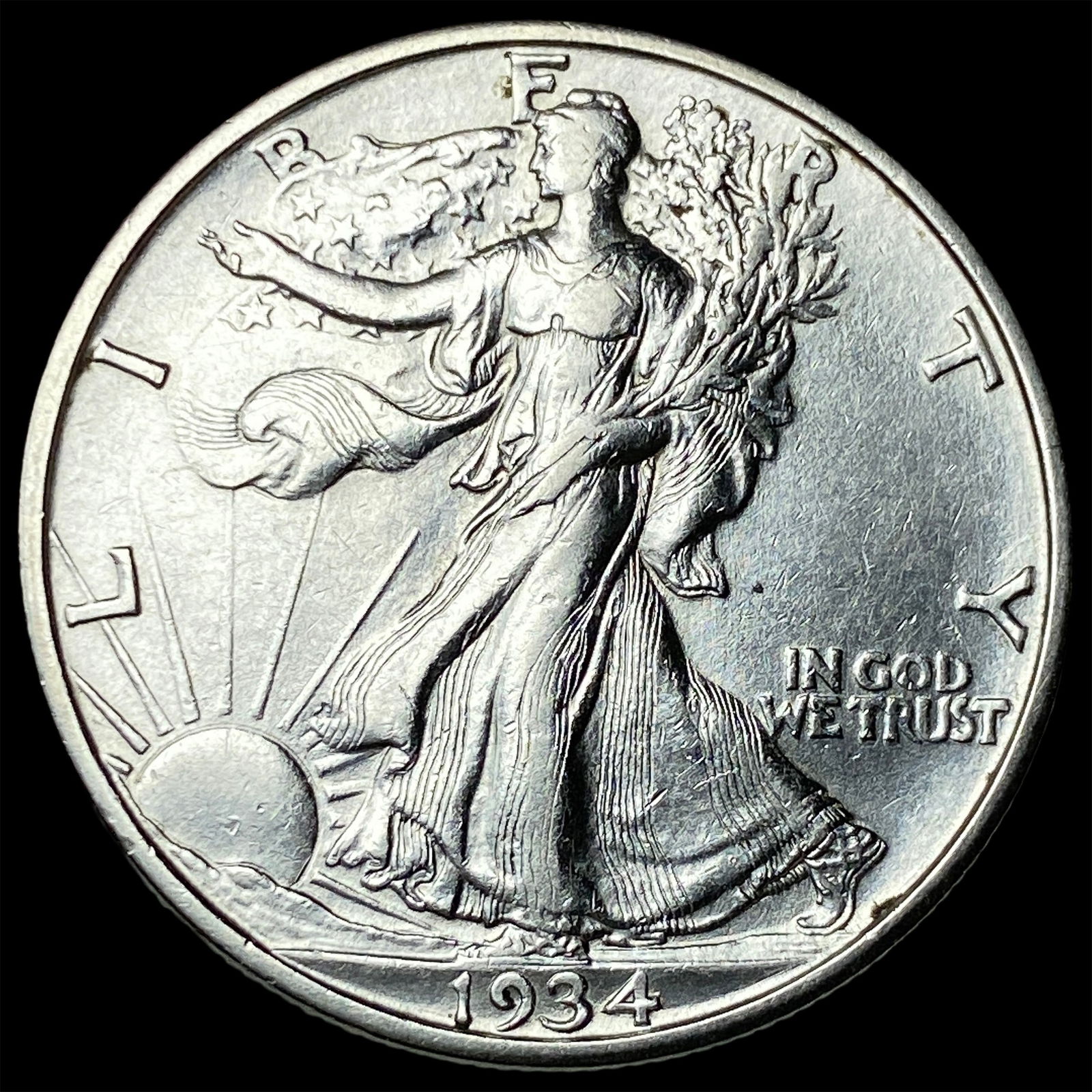 1934-D Walking Liberty Half Dollar CLOSELY UNCIRCULATED: 1934-D Walking Liberty Half Dollar CLOSELY UNCIRCULATED