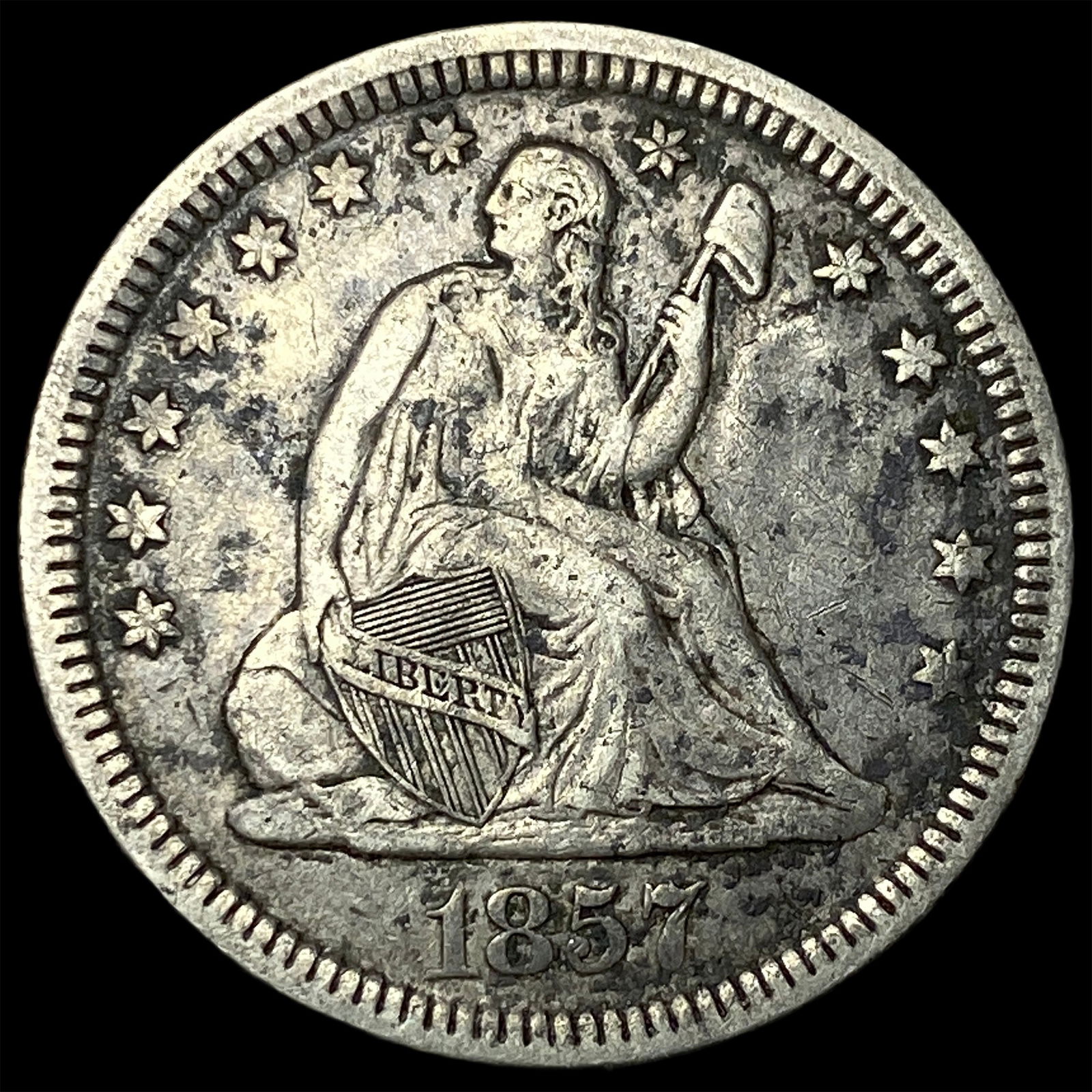 1857 Seated Liberty Quarter NEARLY UNCIRCULATED (1 of 2)
