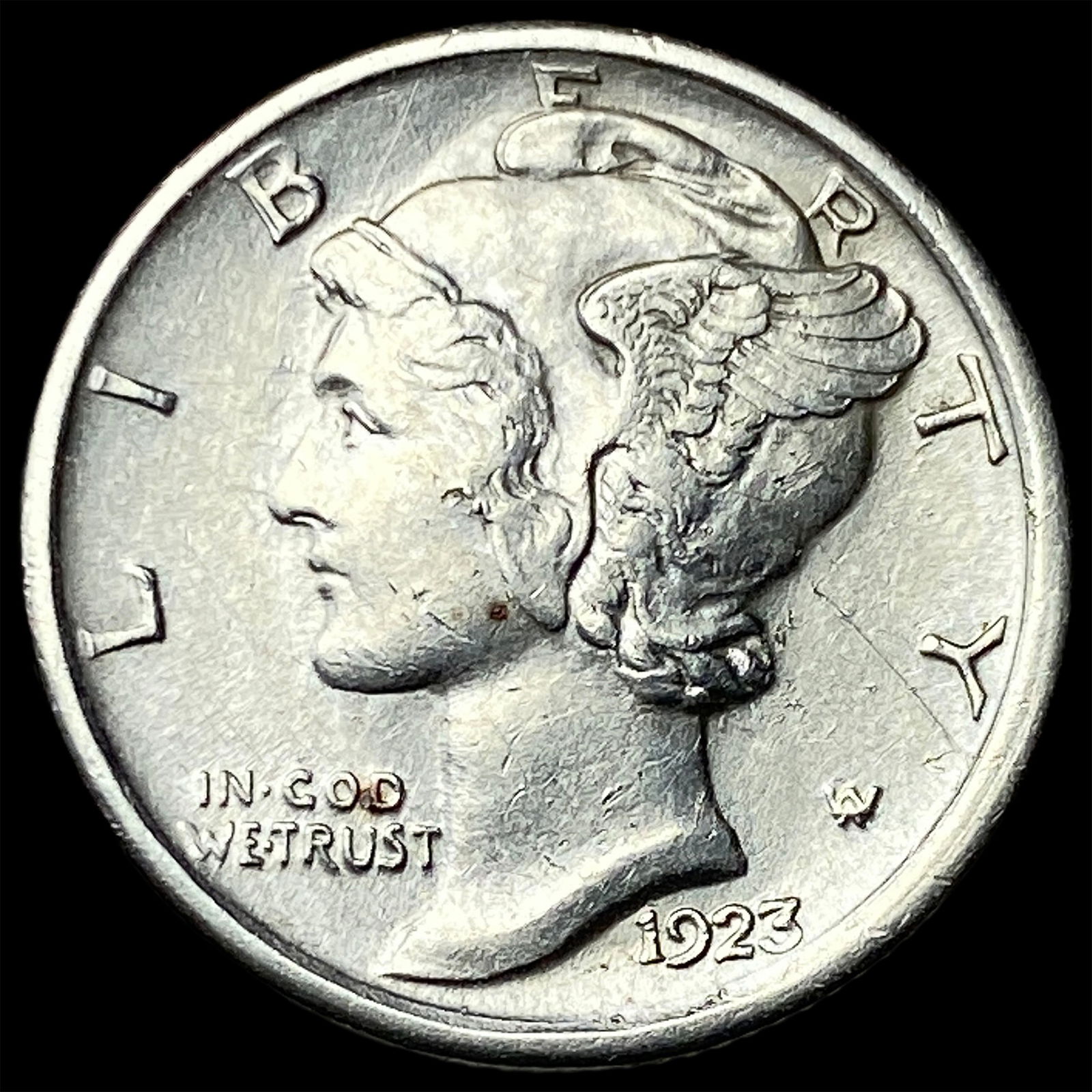1923-S Silver Mercury Dime CHOICE AU: 1923-S Silver Mercury Dime CHOICE AU