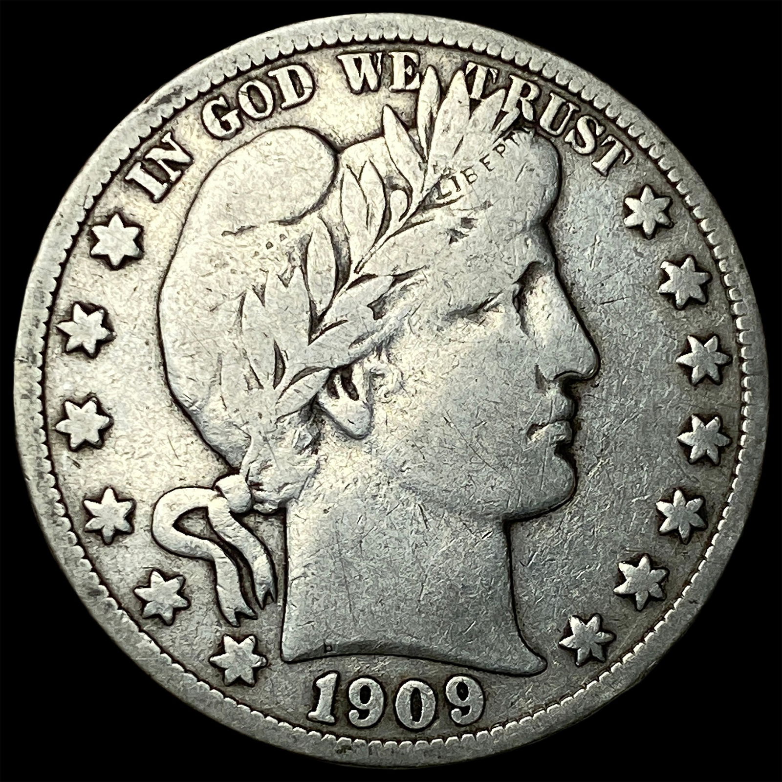 1909-S Silver Barber Half Dollar LIGHTLY CIRCULATED (1 of 2)