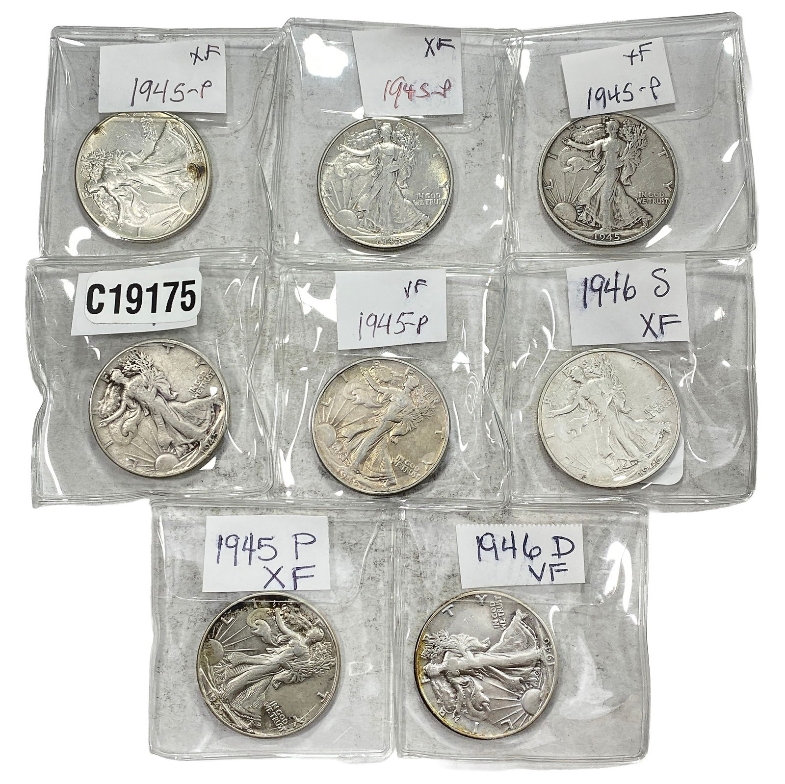 [8 Coins] 1945-1946 Walking Liberty Half Dollar (1 of 2)