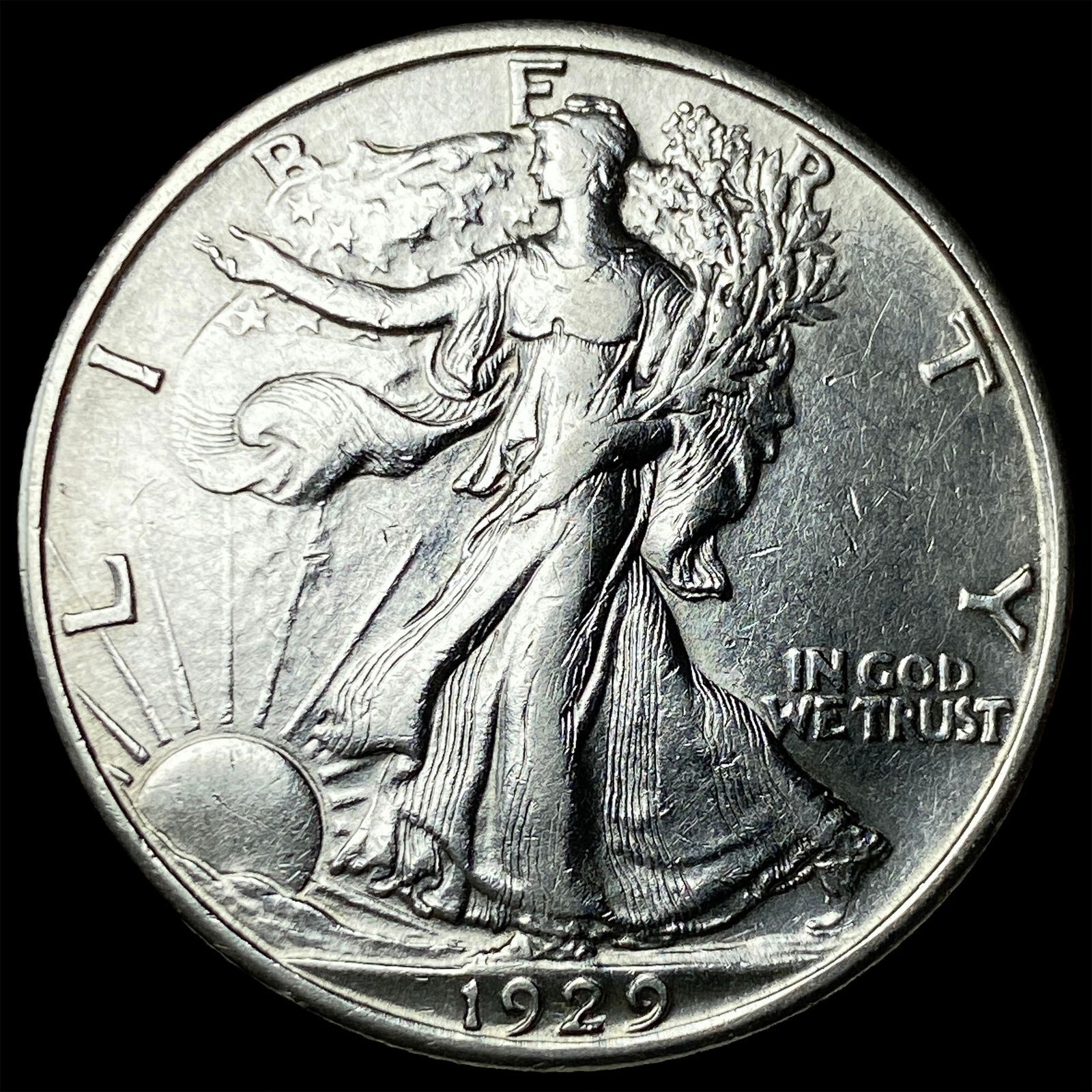 1929-D Walking Liberty Half Dollar CLOSELY UNCIRCULATED: 1929-D Walking Liberty Half Dollar CLOSELY UNCIRCULATED