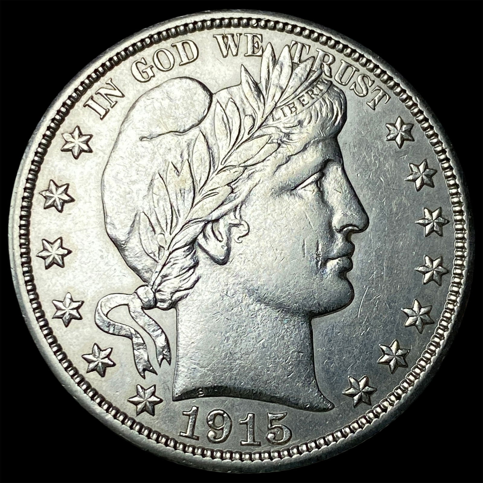 1915-S Silver Barber Half Dollar CLOSELY UNCIRCULATED (1 of 2)