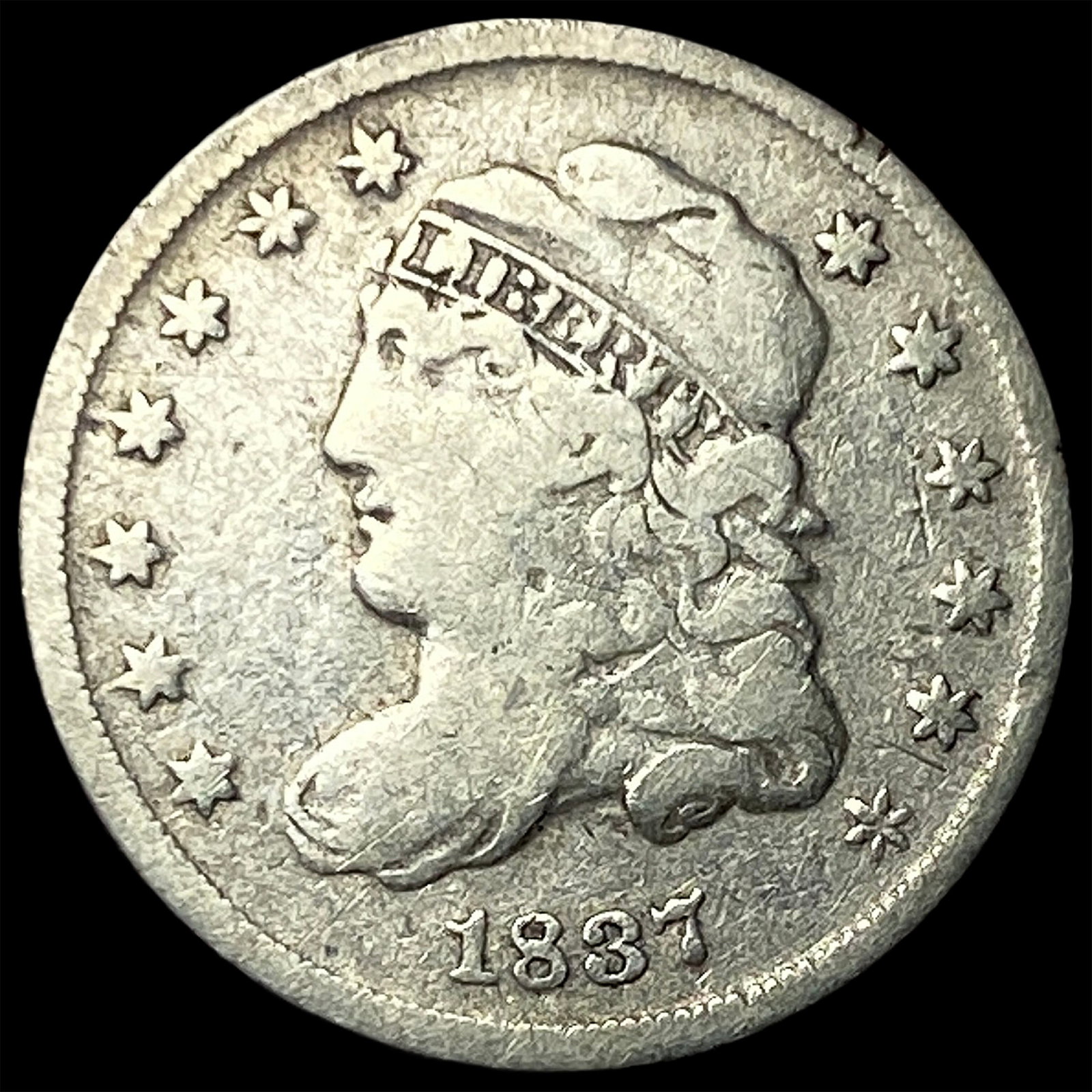 1837 Capped Bust Half Dime SUPERB GEM BU: 1837 Capped Bust Half Dime SUPERB GEM BU