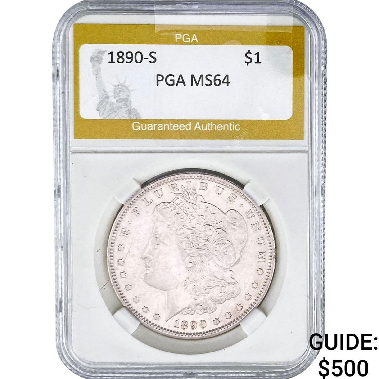 1890-S Morgan Silver Dollar PGA MS64: 1890-S Morgan Silver Dollar PGA MS64