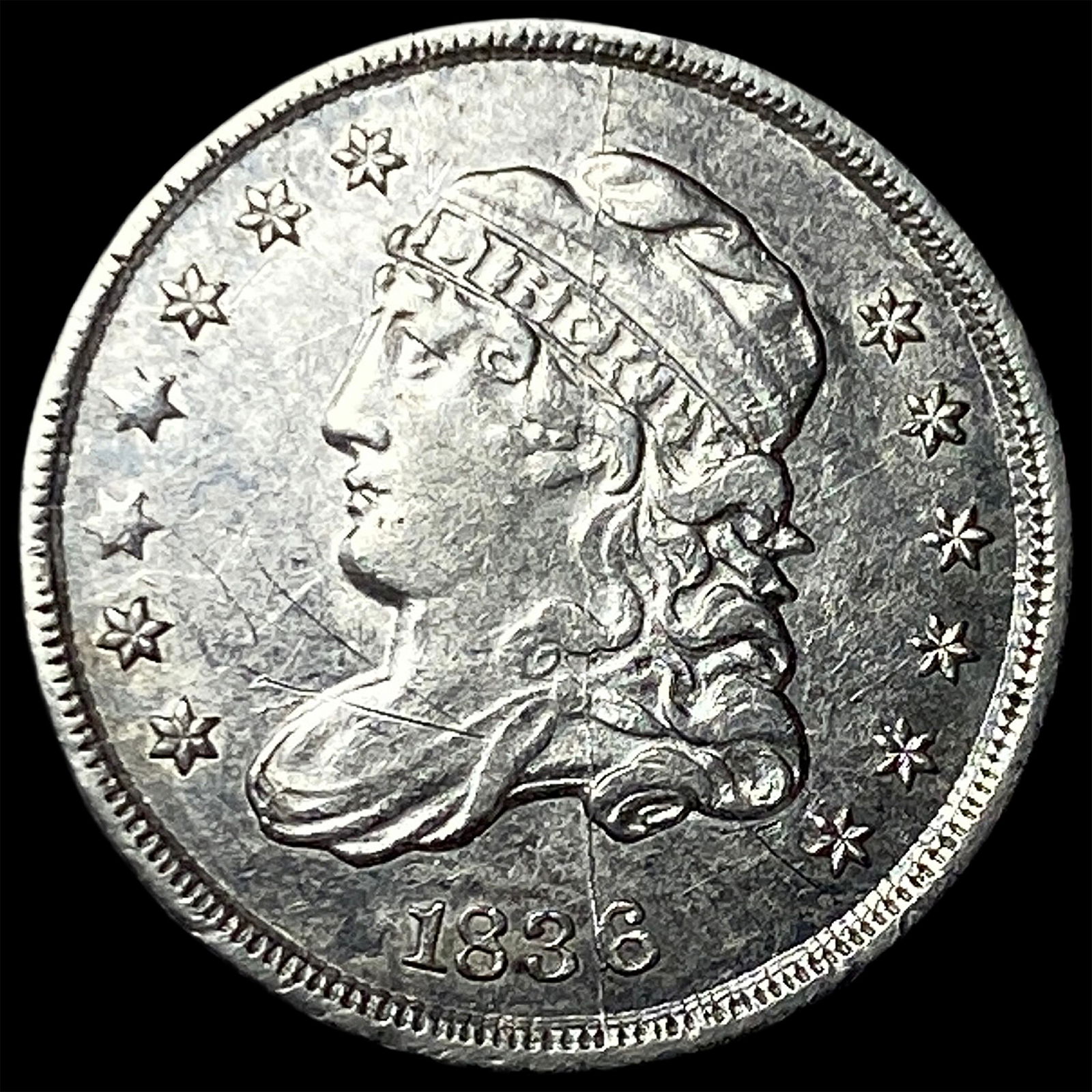 1836 Capped Bust Half Dime CLOSELY UNCIRCULATED: 1836 Capped Bust Half Dime CLOSELY UNCIRCULATED