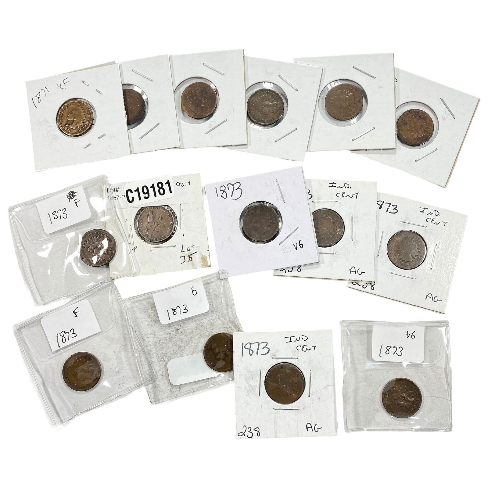 [15 Coins]1857-1873 Flying Eagle&Indian Head Cent (1 of 2)