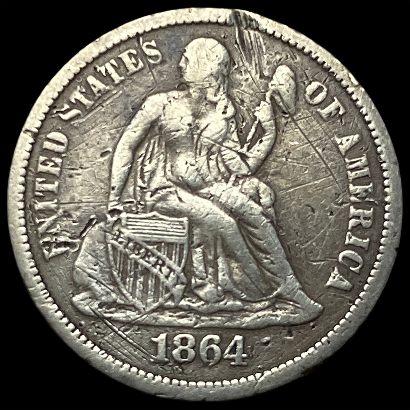 1864-S Silver Seated Liberty Dime HIGH GRADE (1 of 2)