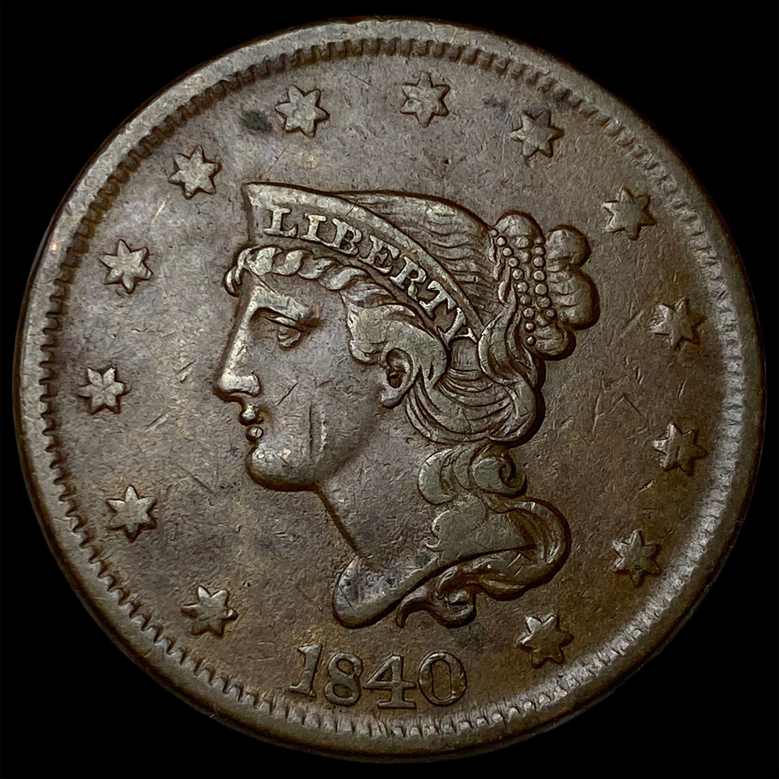1840 Braided Hair Large Cent LIGHTLY CIRCULATED: 1840 Braided Hair Large Cent LIGHTLY CIRCULATED