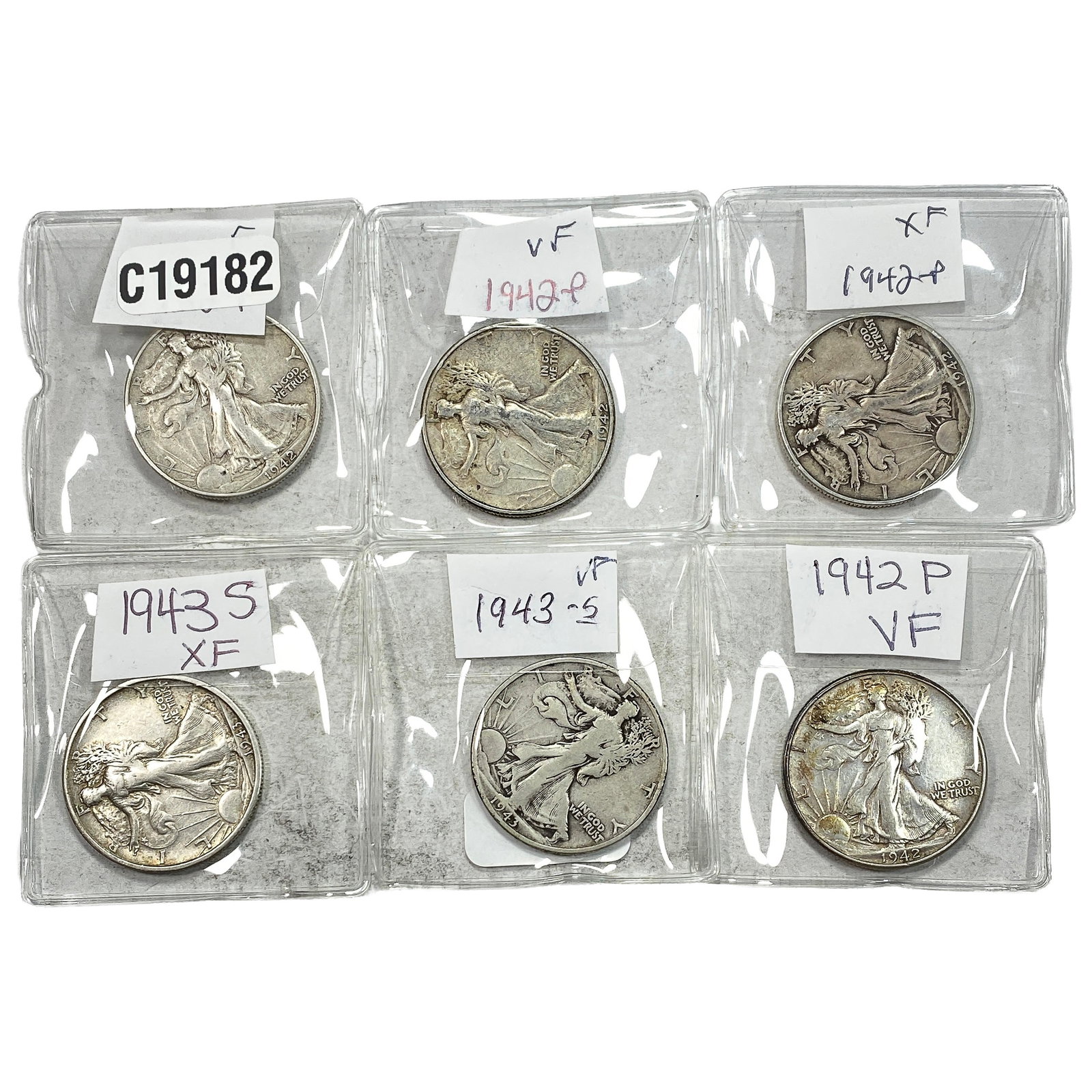 [6 Coins] 1942-1943 Walking Liberty Half Dollar: [6 Coins] 1942-1943 Walking Liberty Half Dollar