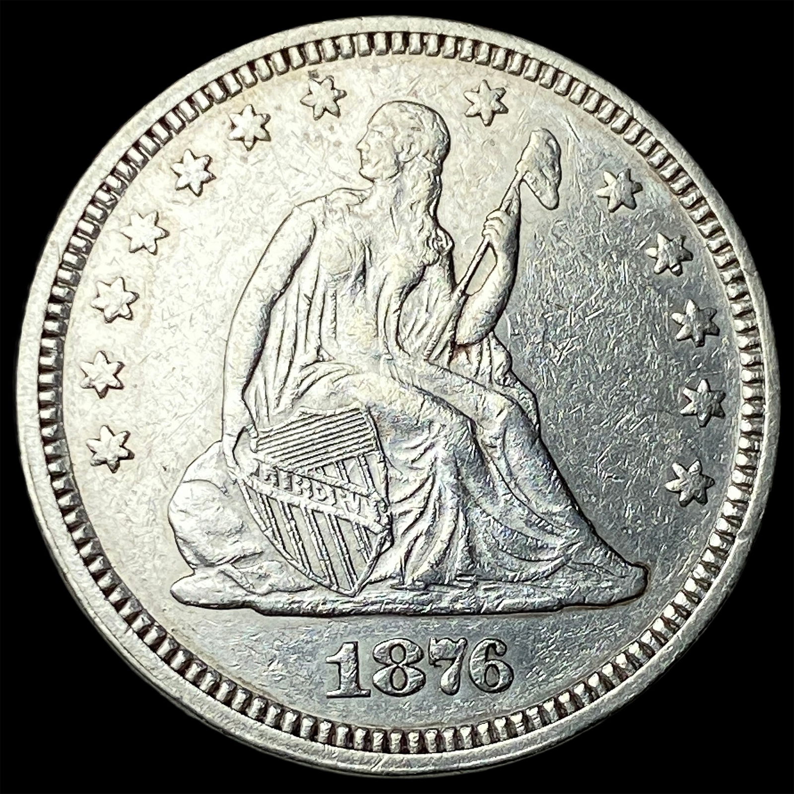 1876 Seated Liberty Quarter Dollar CLOSELY UNCIRCULATED: 1876 Seated Liberty Quarter Dollar CLOSELY UNCIRCULATED