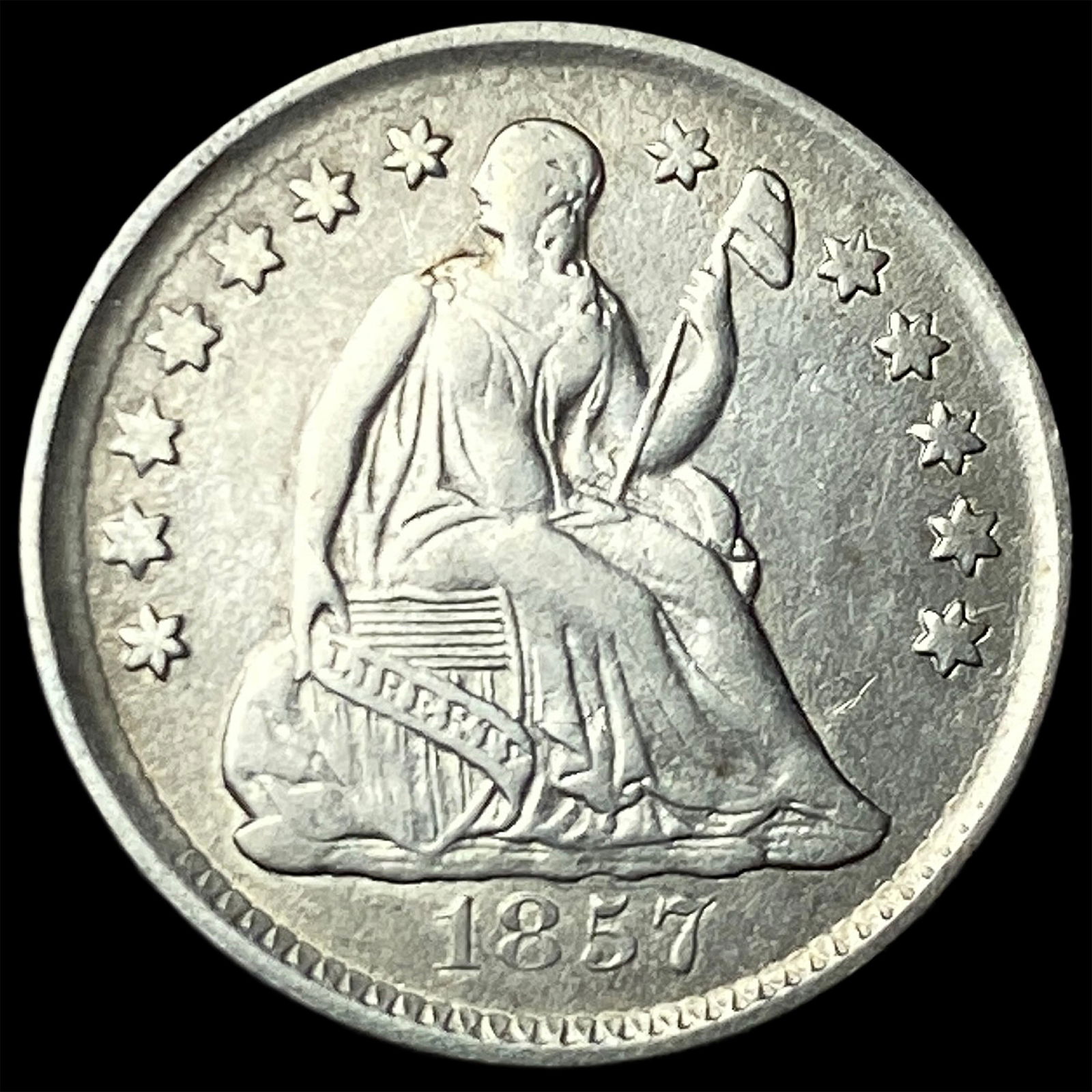 1857 Seated Liberty Half Dime NEARLY UNCIRCULATED: 1857 Seated Liberty Half Dime NEARLY UNCIRCULATED