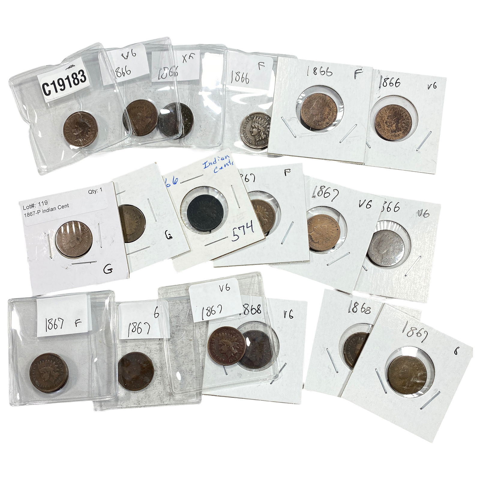[18 Coins] 1866-1868 Indian Head Cent (1 of 2)