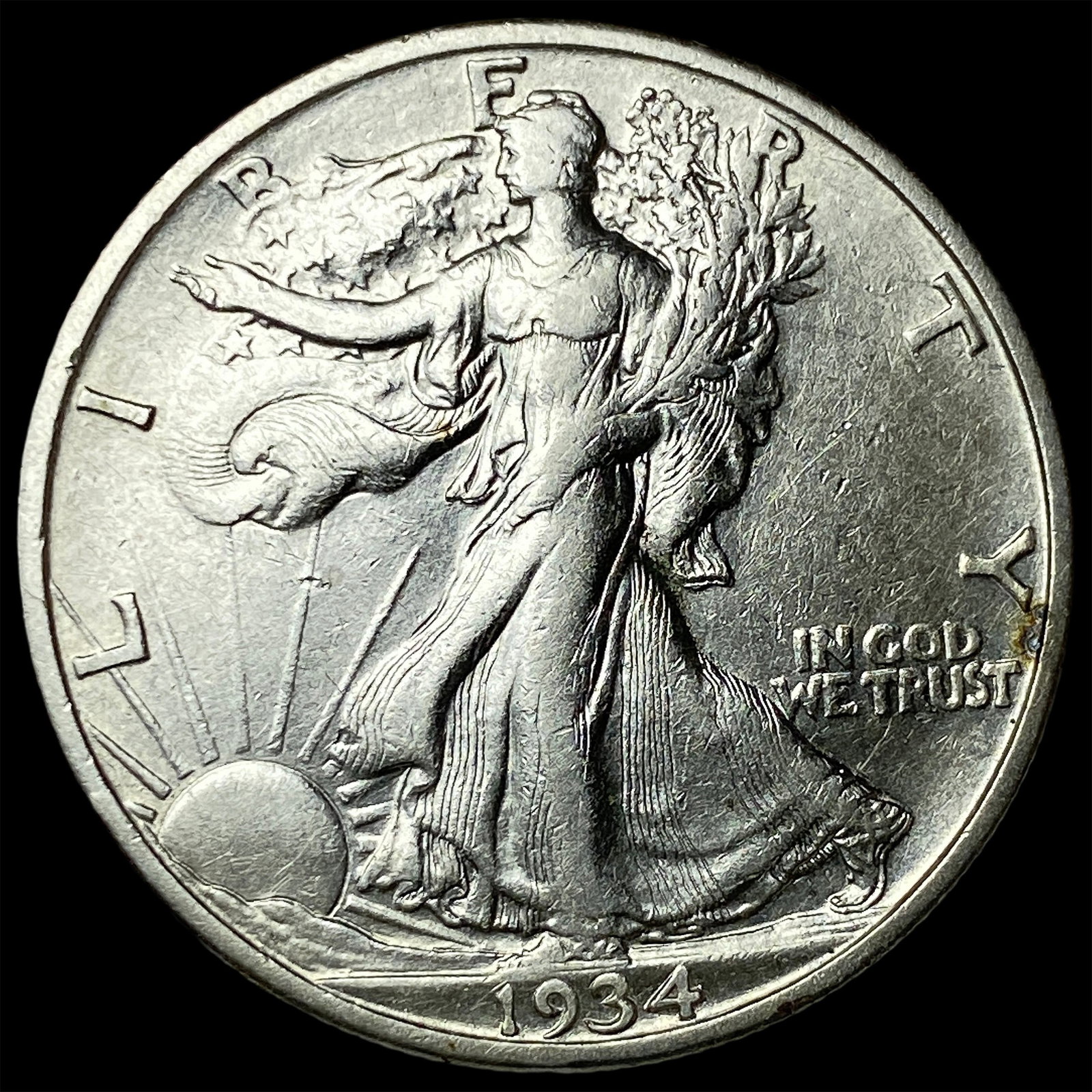 1934-S Walking Liberty Half Dollar CLOSELY UNCIRCULATED: 1934-S Walking Liberty Half Dollar CLOSELY UNCIRCULATED