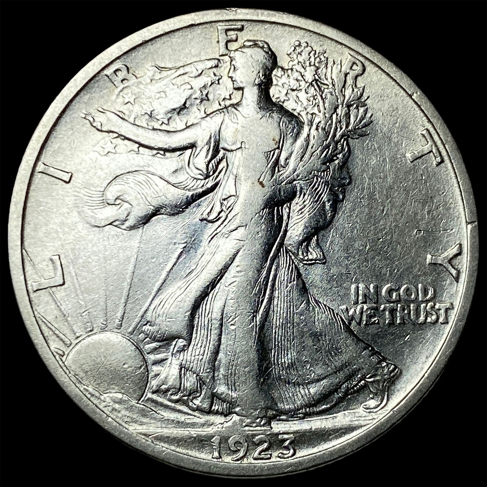 1923-S Walking Liberty Half Dollar NEARLY UNCIRCULATED: 1923-S Walking Liberty Half Dollar NEARLY UNCIRCULATED