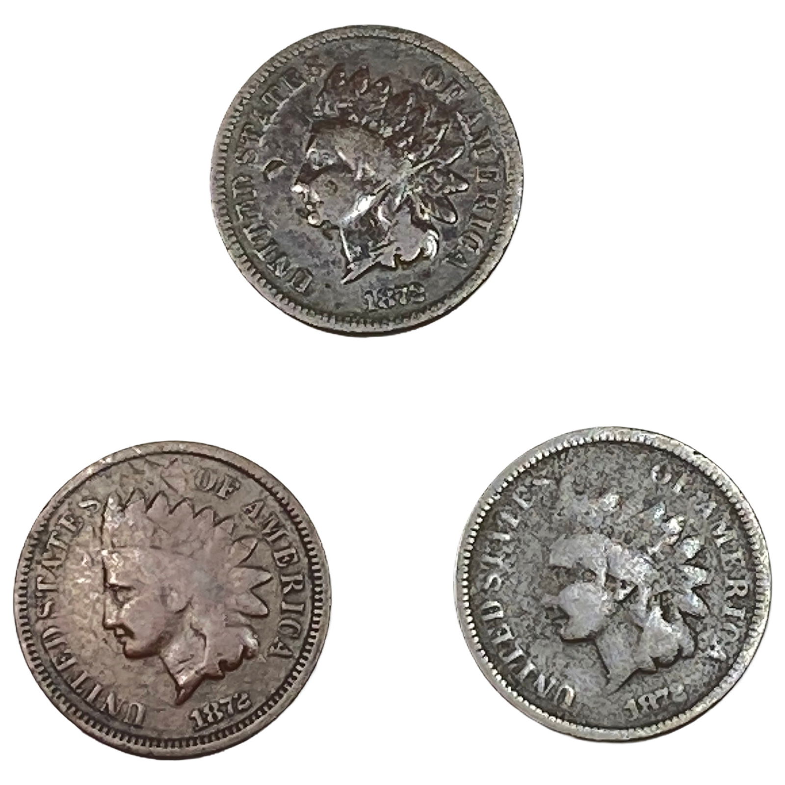 [3 Coins] 1872 Indian Head Cent: [3 Coins] 1872 Indian Head Cent