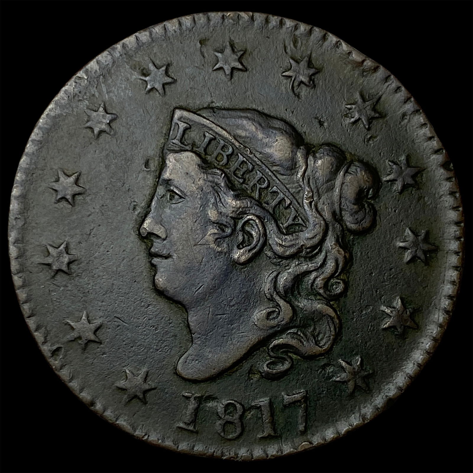 1817 Coronet Head Large Cent NEARLY UNCIRCULATED: 1817 Coronet Head Large Cent NEARLY UNCIRCULATED