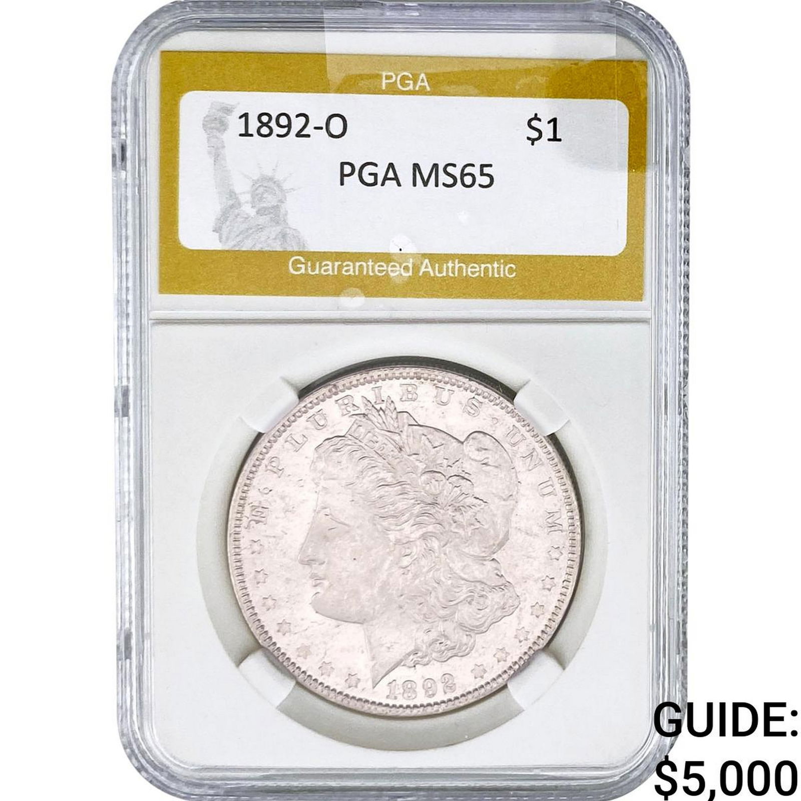 1892-O Morgan Silver Dollar PGA MS65: 1892-O Morgan Silver Dollar PGA MS65
