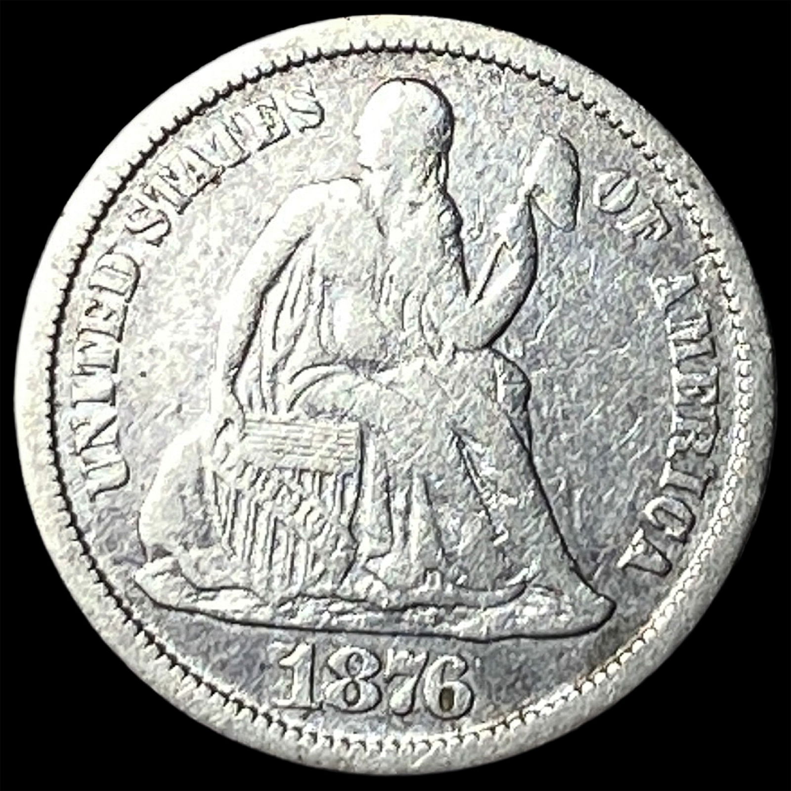 1876-CC Silver Seated Liberty Dime LIGHTLY CIRCULATED (1 of 2)
