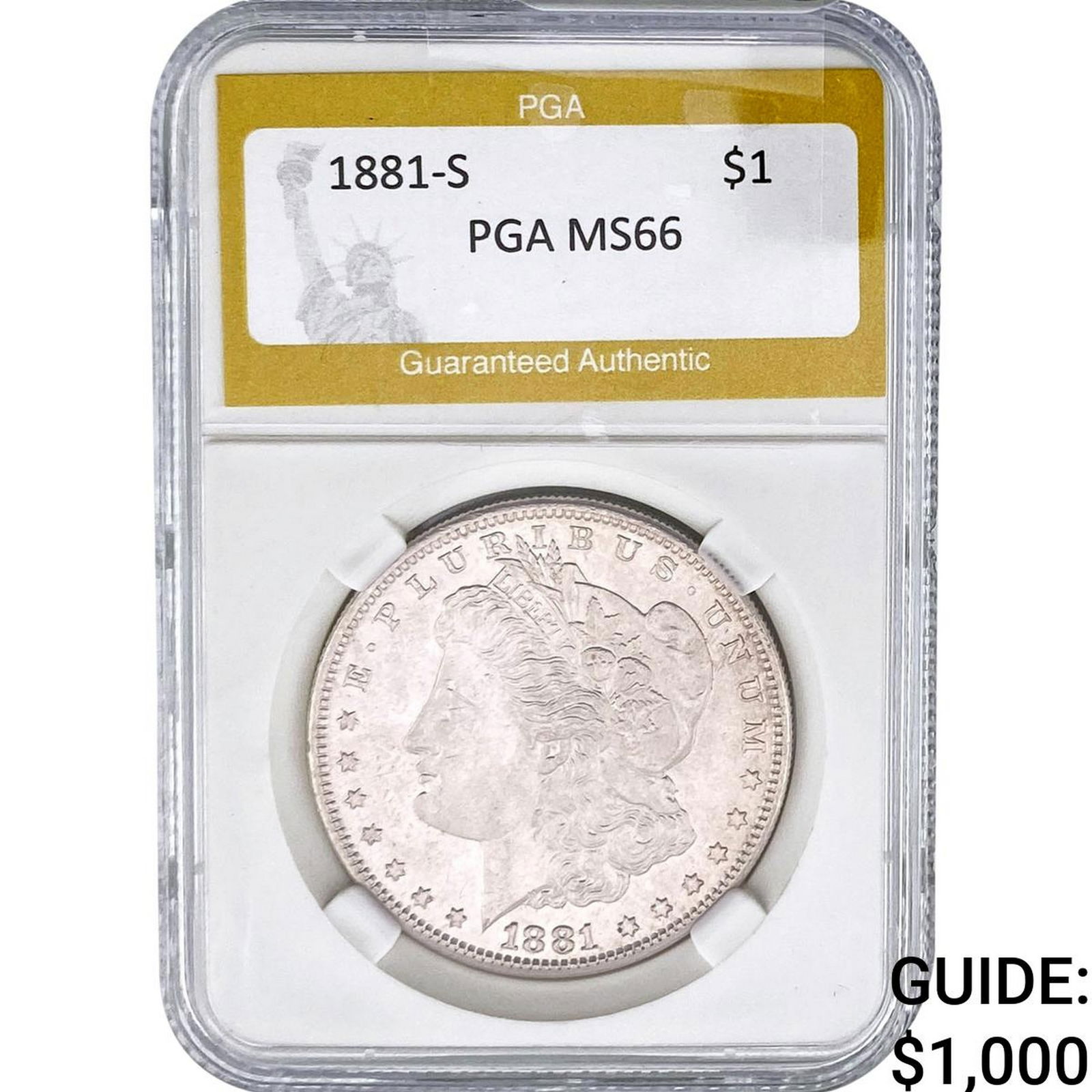 1881-S Morgan Silver Dollar PGA MS66: 1881-S Morgan Silver Dollar PGA MS66