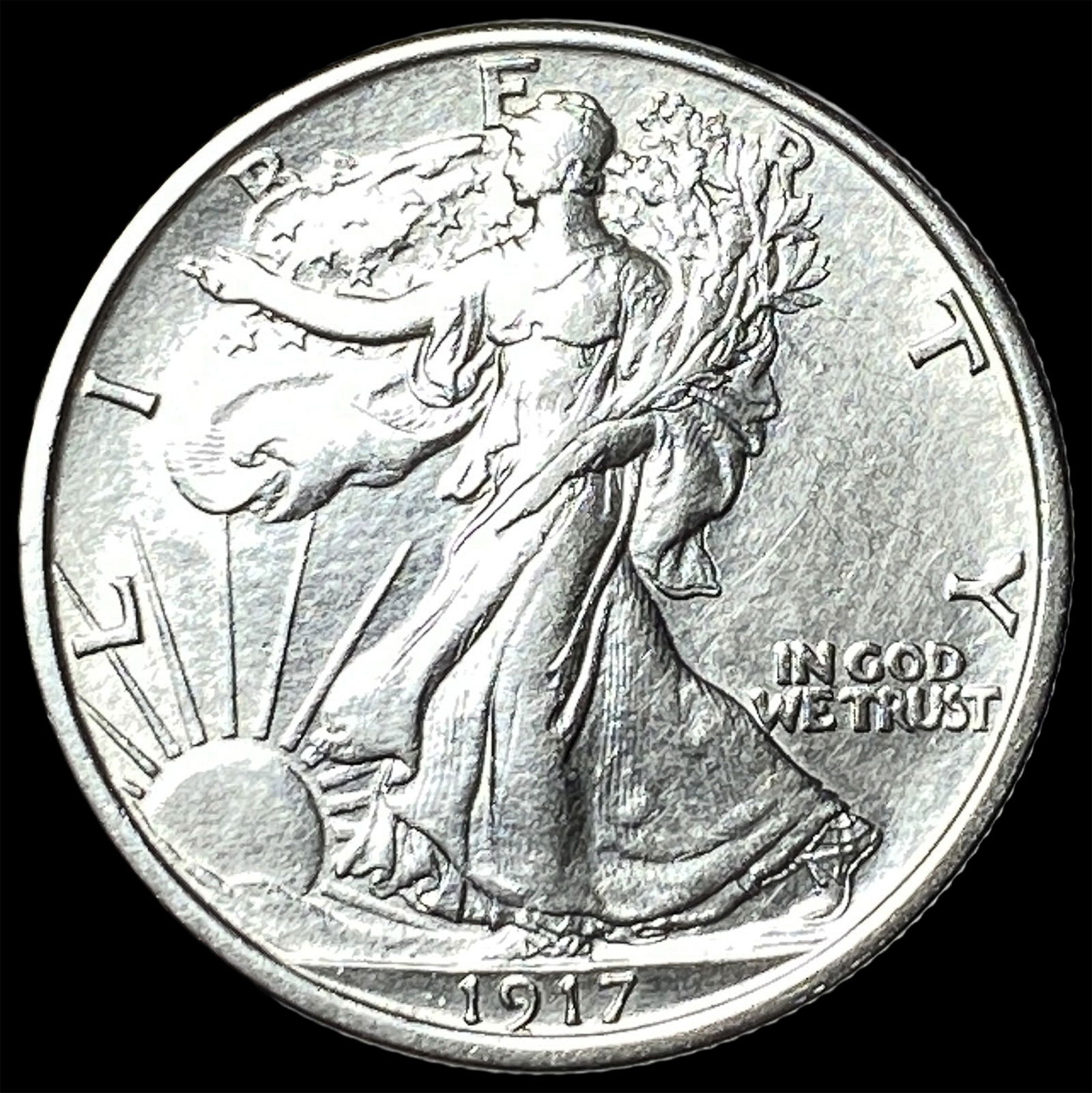 1917 Silver Half Dollar (Walking Liberty) CLOSELY UNCIRCULATED: 1917 Silver Half Dollar (Walking Liberty) CLOSELY UNCIRCULATED